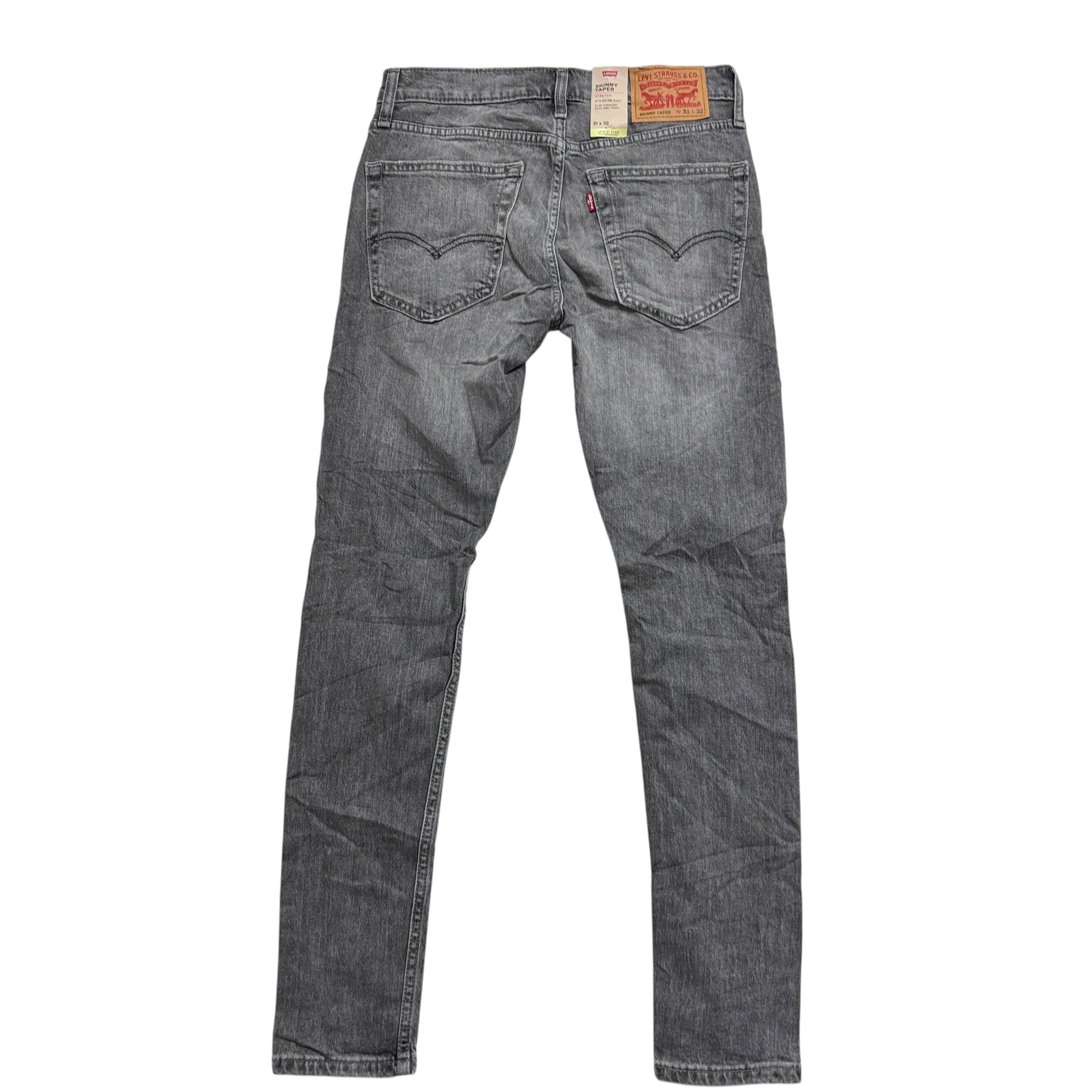 Levis Skinny Tapered Fit Jeans W30 L32 Mens Grey Distressed Stretch Denim (E)