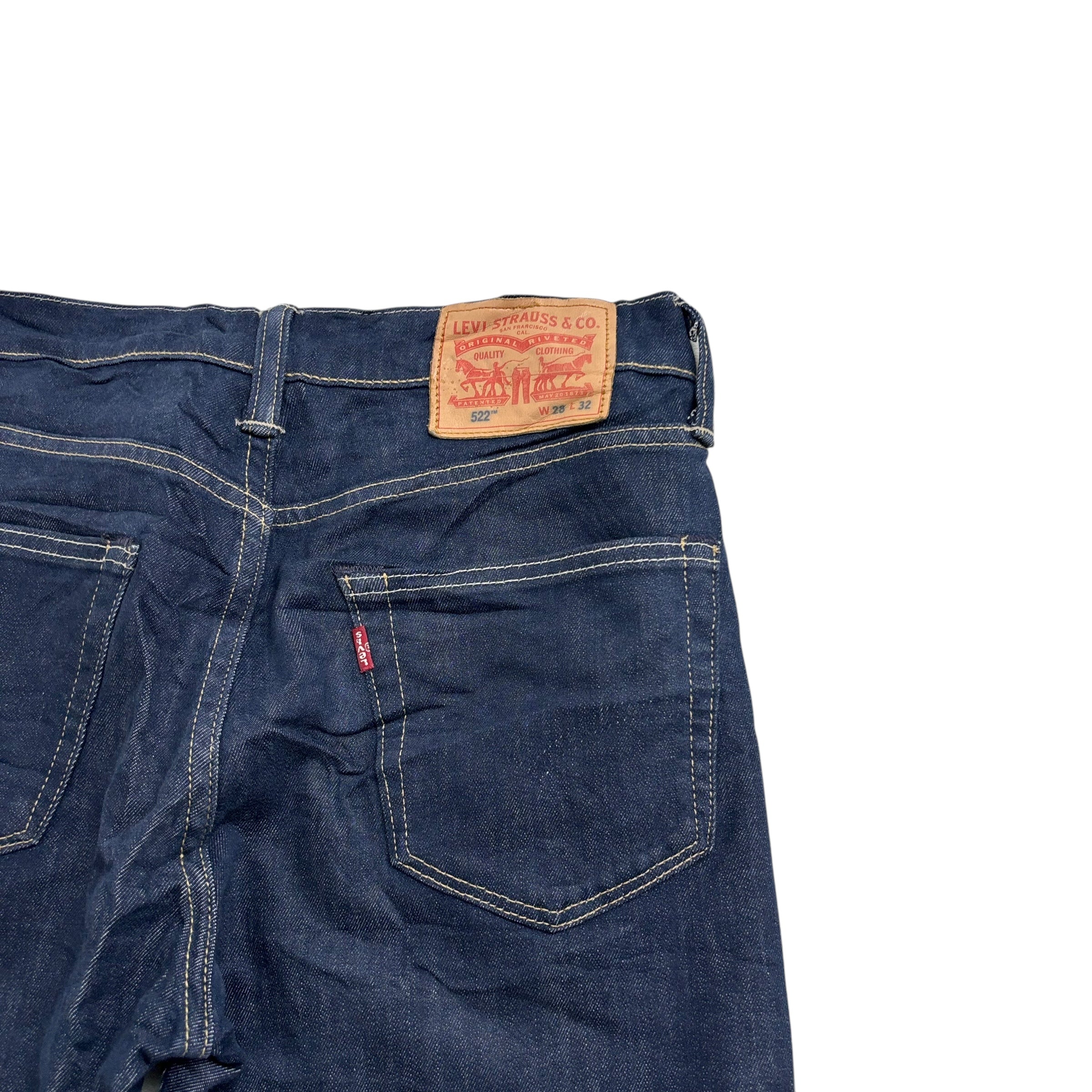 Levis 522 Jeans W28 L32 Mens Dark Blue Slim Tapered Fit Stretch Denim (E)