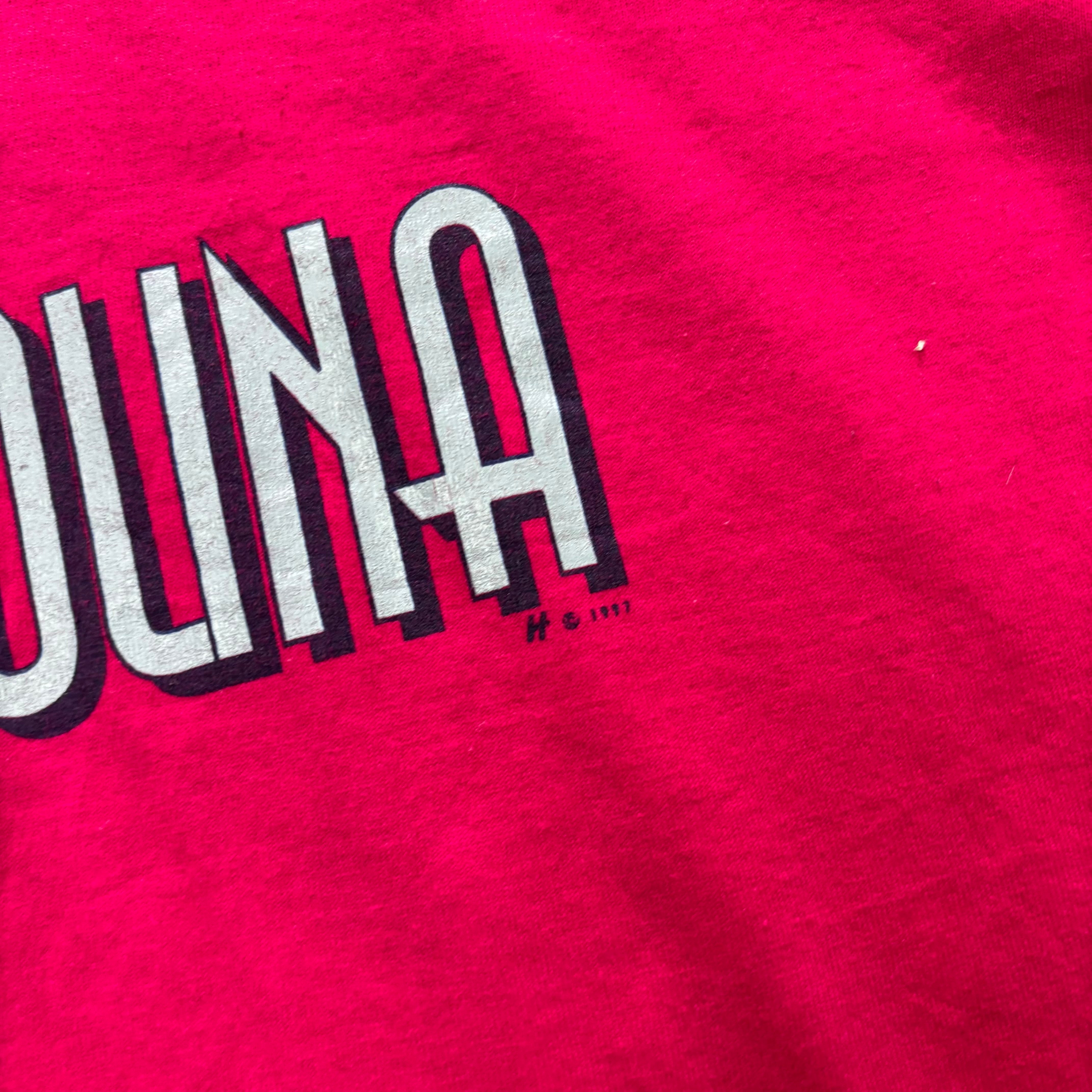 Vintage T Shirt Mens Large Pink Single Stitch Graphic Print 90s USA Tourist (E)