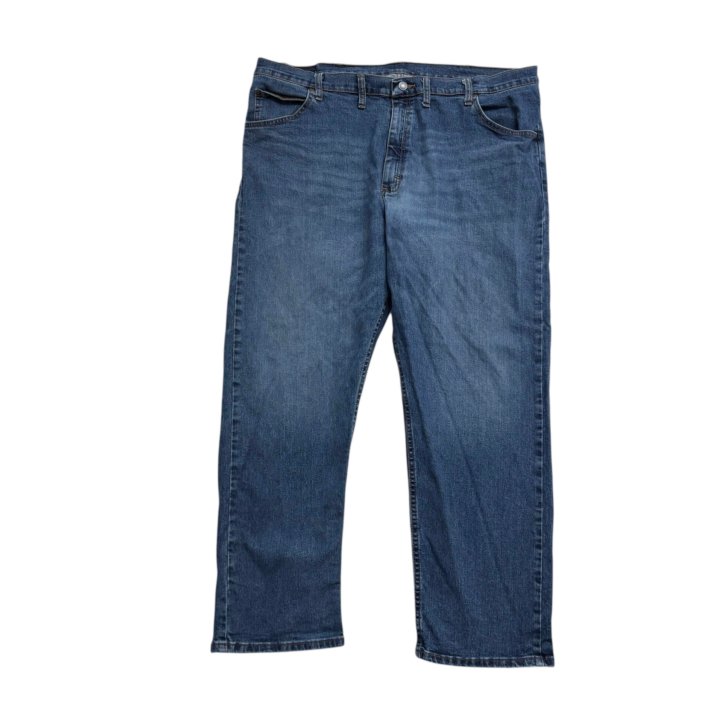 Wrangler Jeans W44 L30 Mens Mid Blue Relaxed Straight Fit Stretch Denim (E)