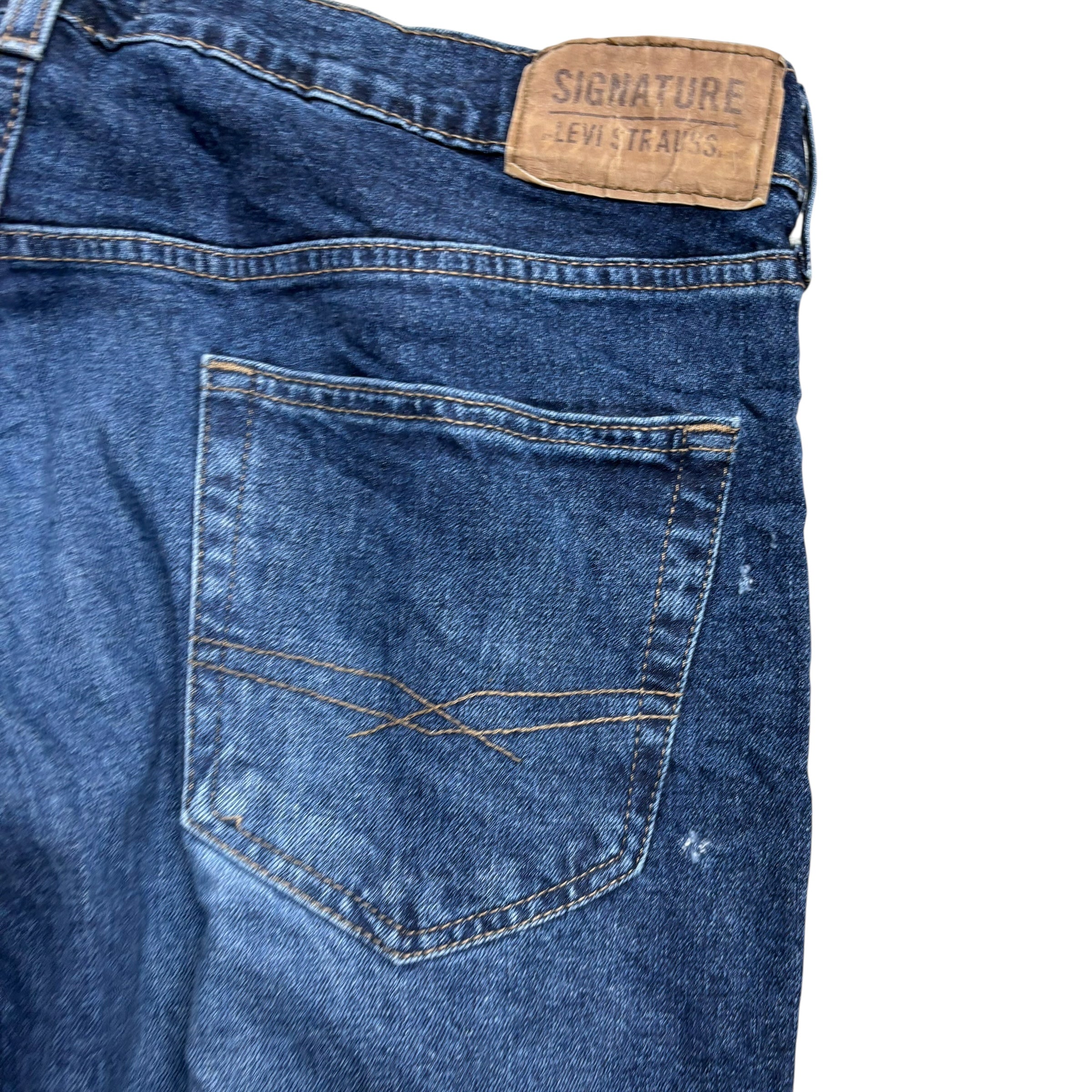 Levis Signature Jeans W36 L30 Mens Dark Blue Relaxed Baggy Stretch Denim