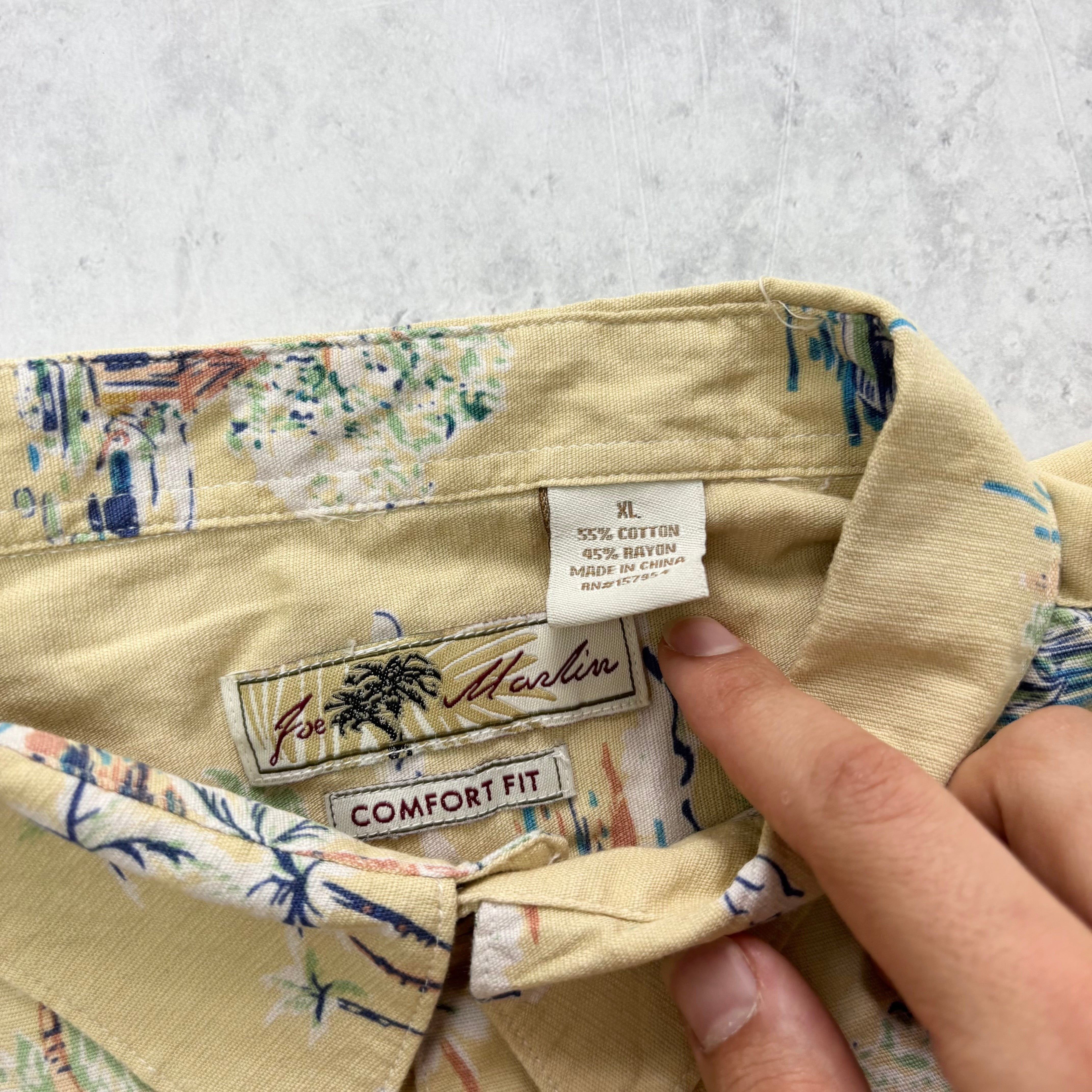 Vintage Hawaiian Shirt Mens XL Yellow Floral Aloha Short Sleeve Cotton (E)