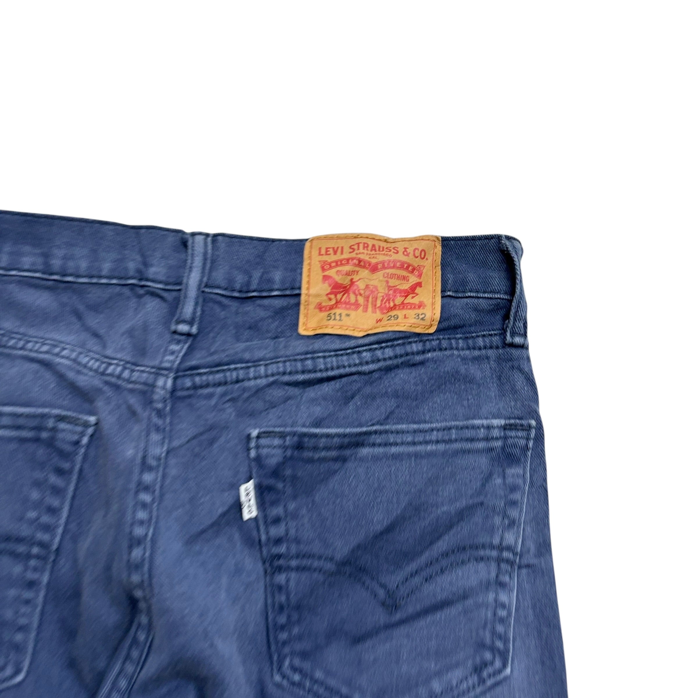 Levis 511 Trousers W29 L32 Mens Blue Slim Fit Stretch Cotton Pants