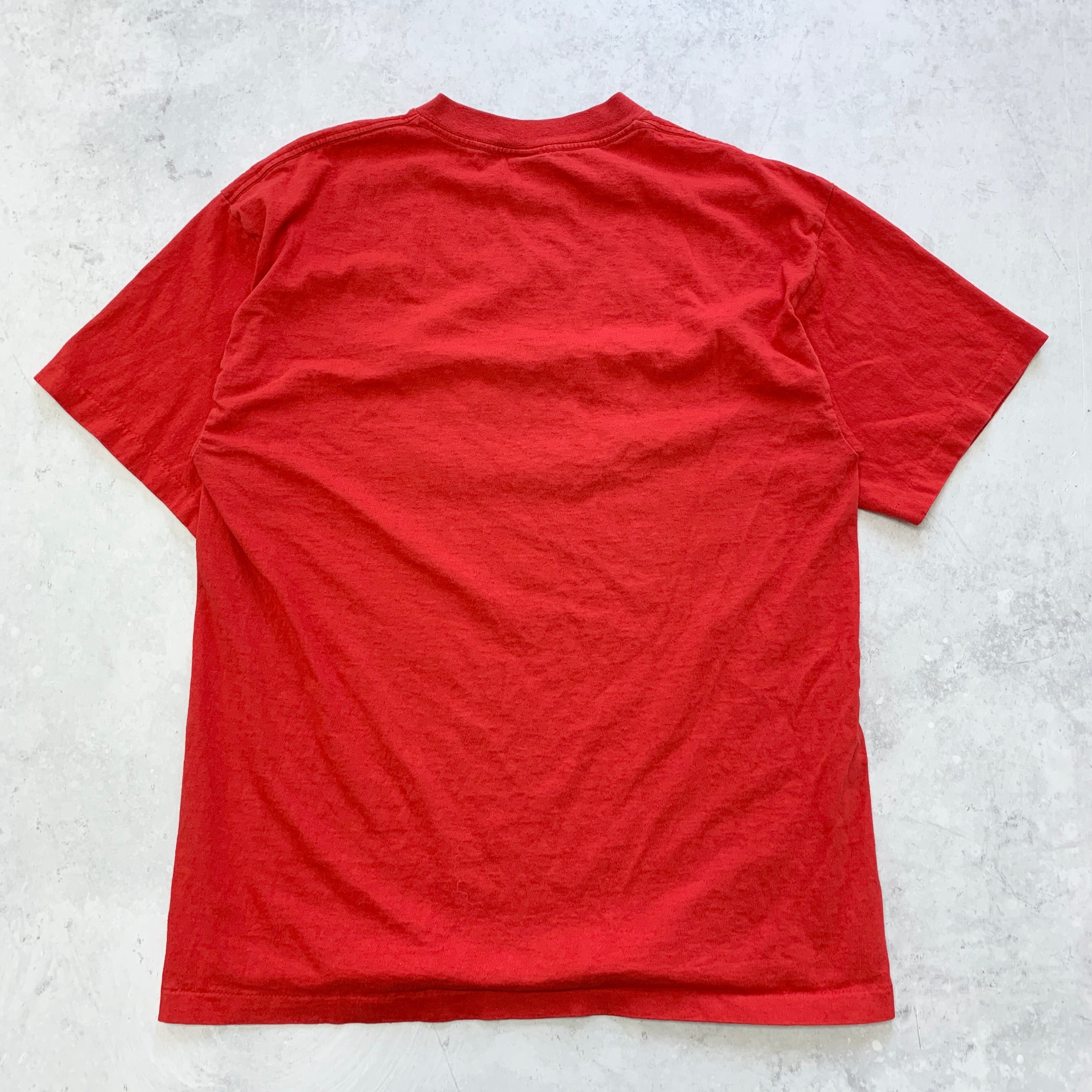 Vintage T Shirt Mens Large Red Single Stitch Graphic Print 90s USA Santa