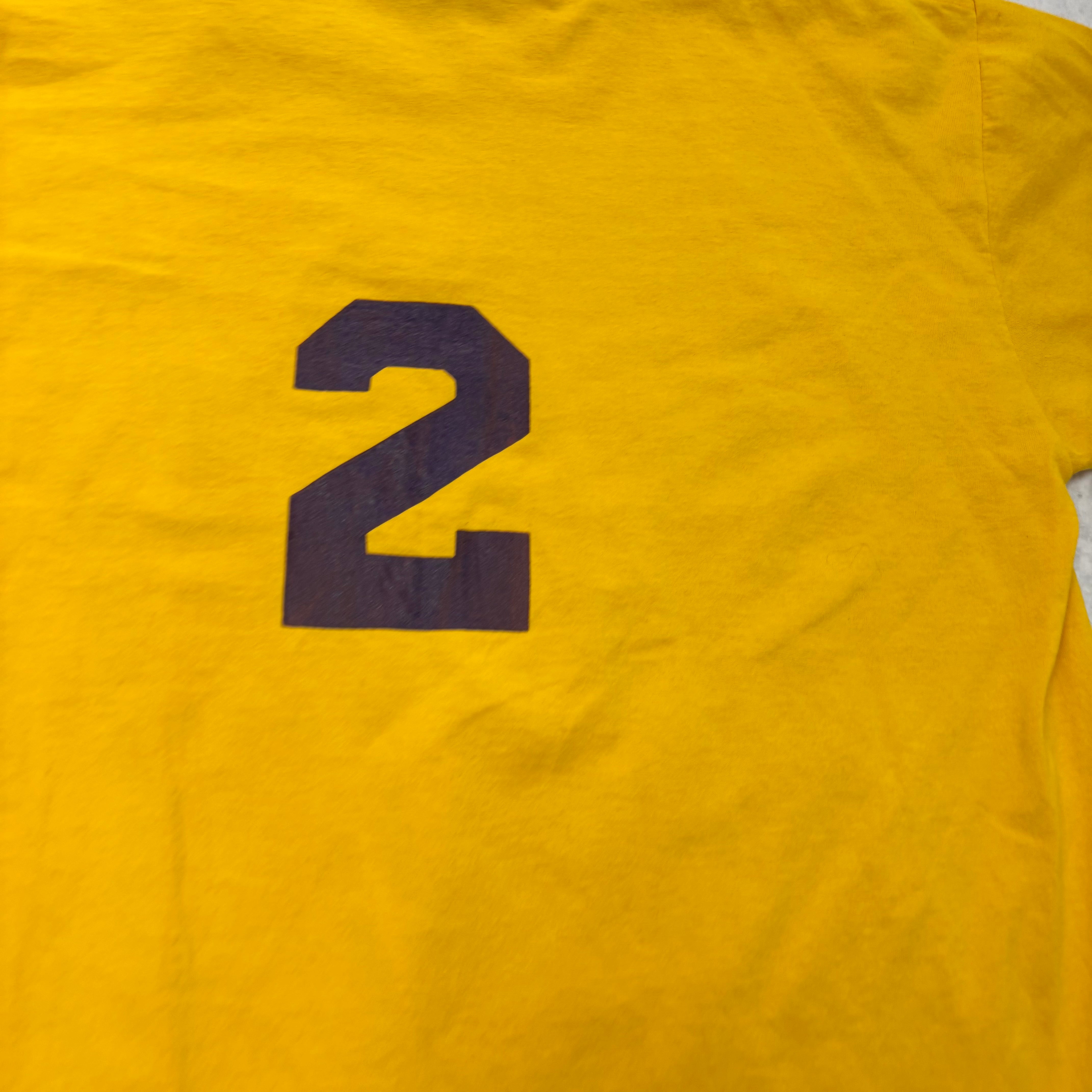 Vintage T Shirt Mens XL Yellow Graphic Print 90s College Sports (E)
