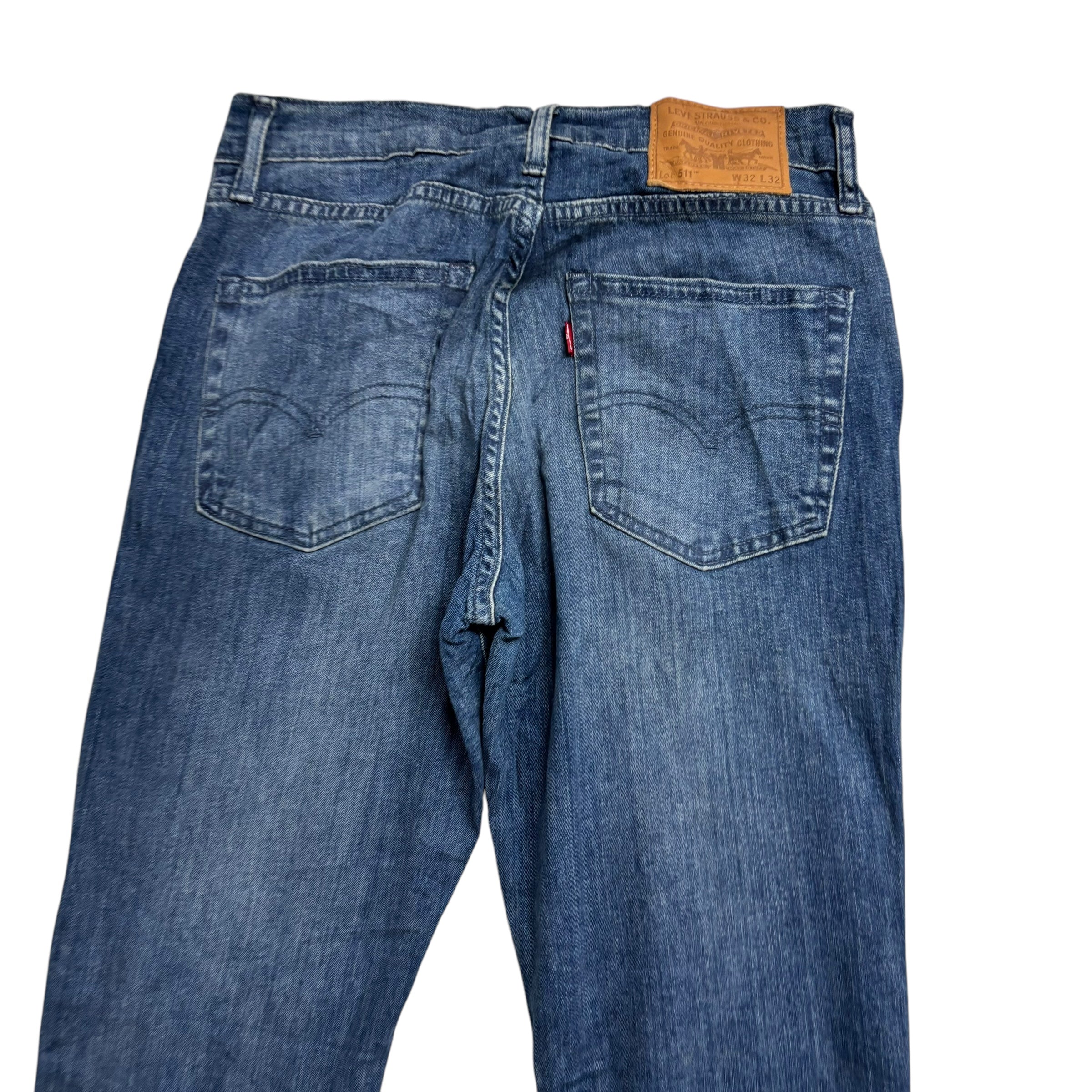 Levis 511 Jeans W30 L32 Mens Mid Blue Slim Fit Stretch Premium Denim (E)