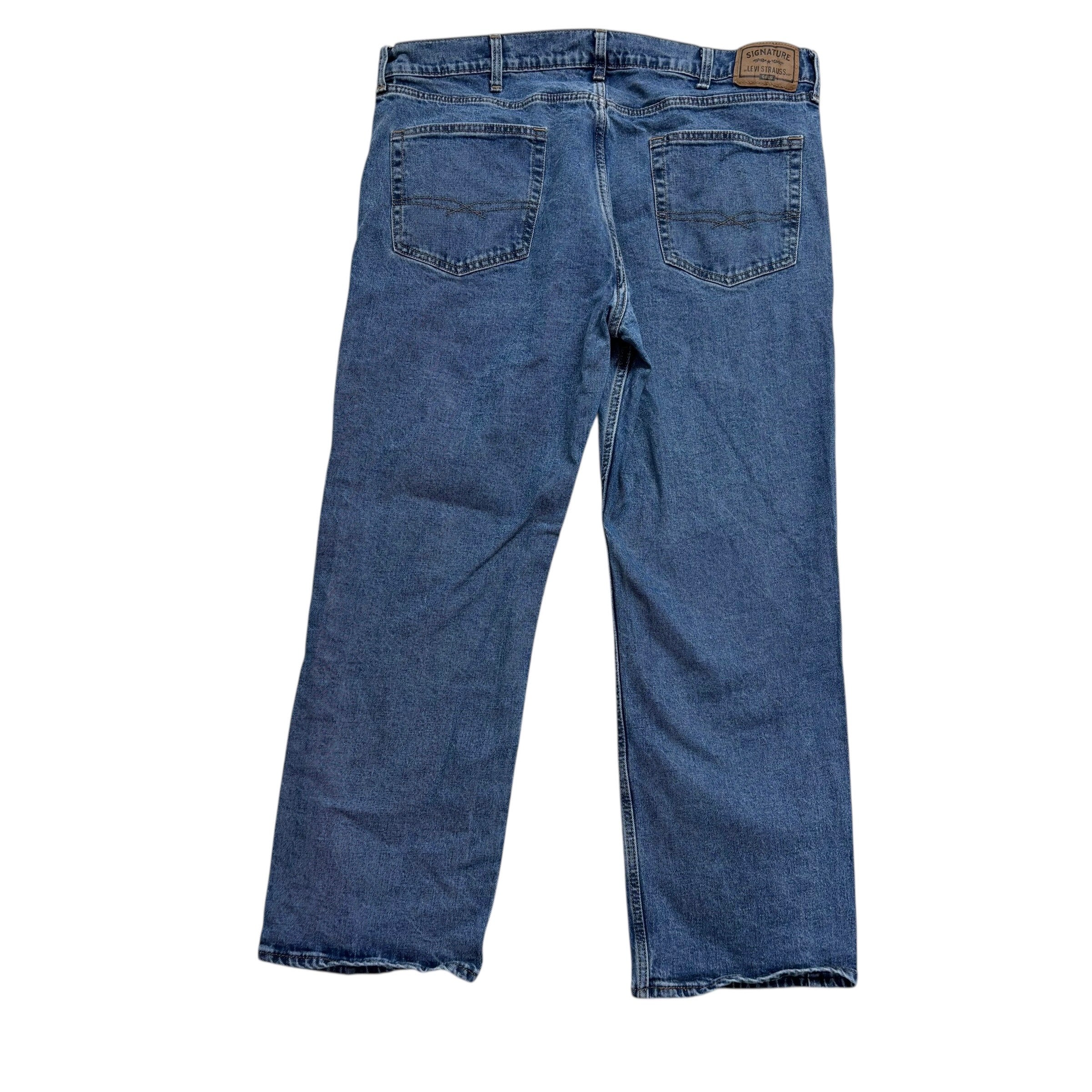 Levis Signature Jeans W40 L30 Mens Mid Blue Relaxed Straight Stretch Denim (E)