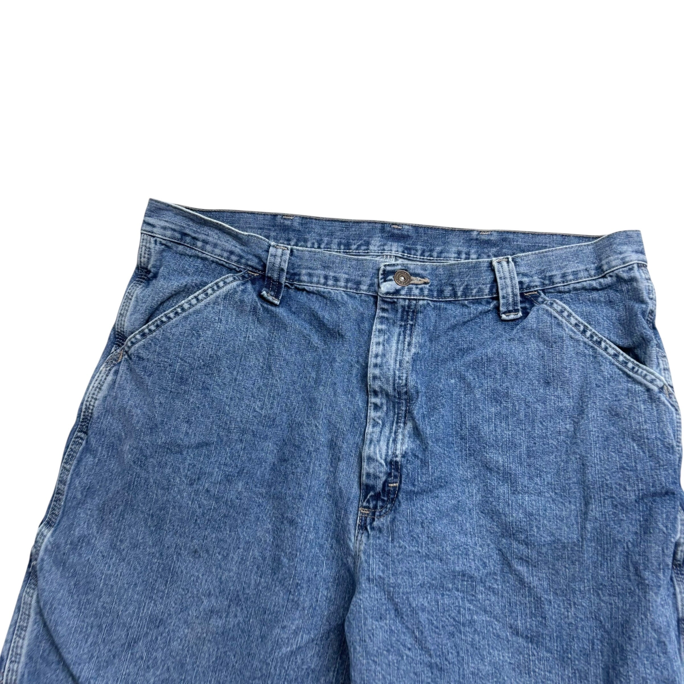 Wrangler Baggy Jorts W38 Mens Mid Blue Denim Shorts Relaxed Fit Carpenter (E)
