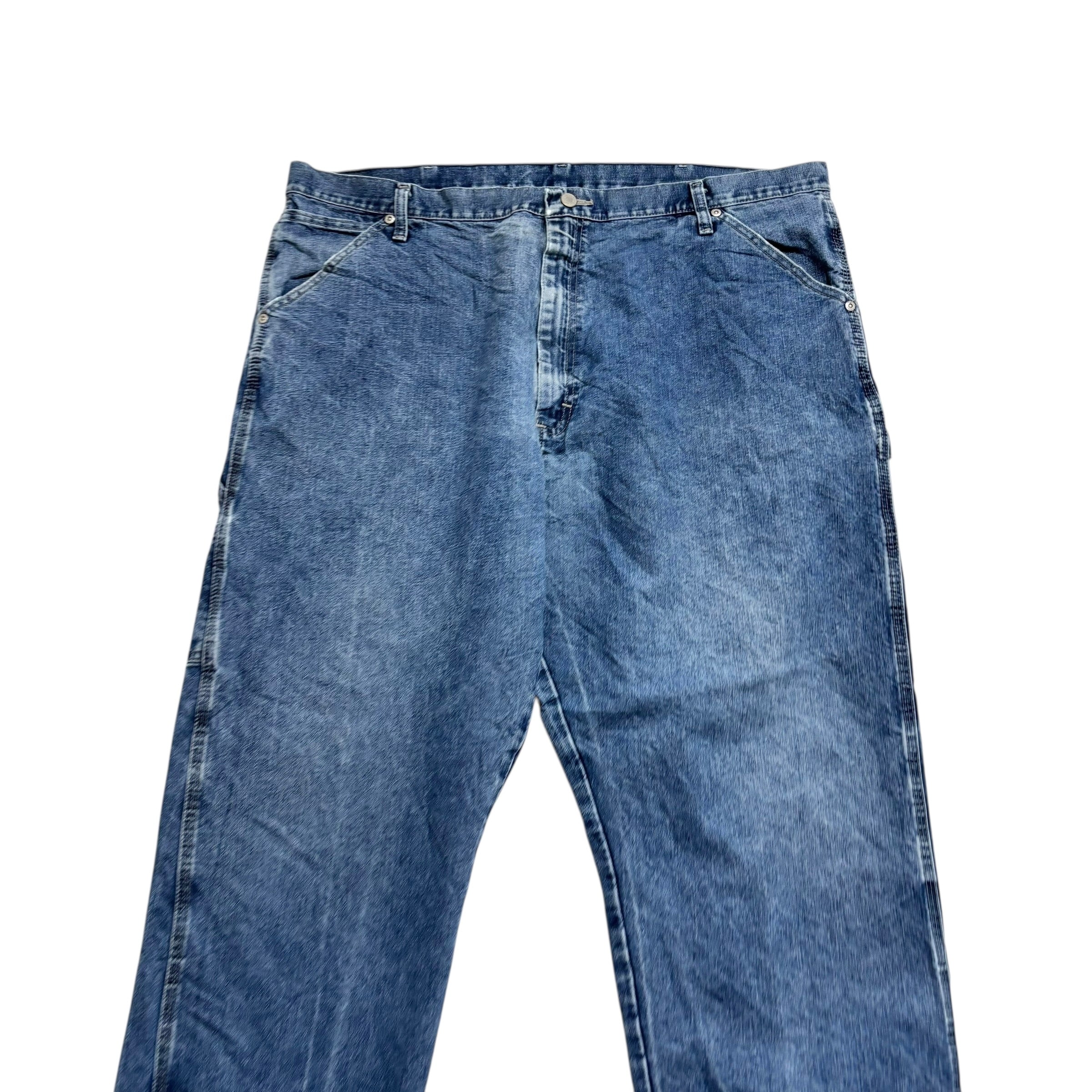 Wrangler Carpenter Jeans W42 L30 Mens Mid Blue Relaxed Straight Fit Denim (F)