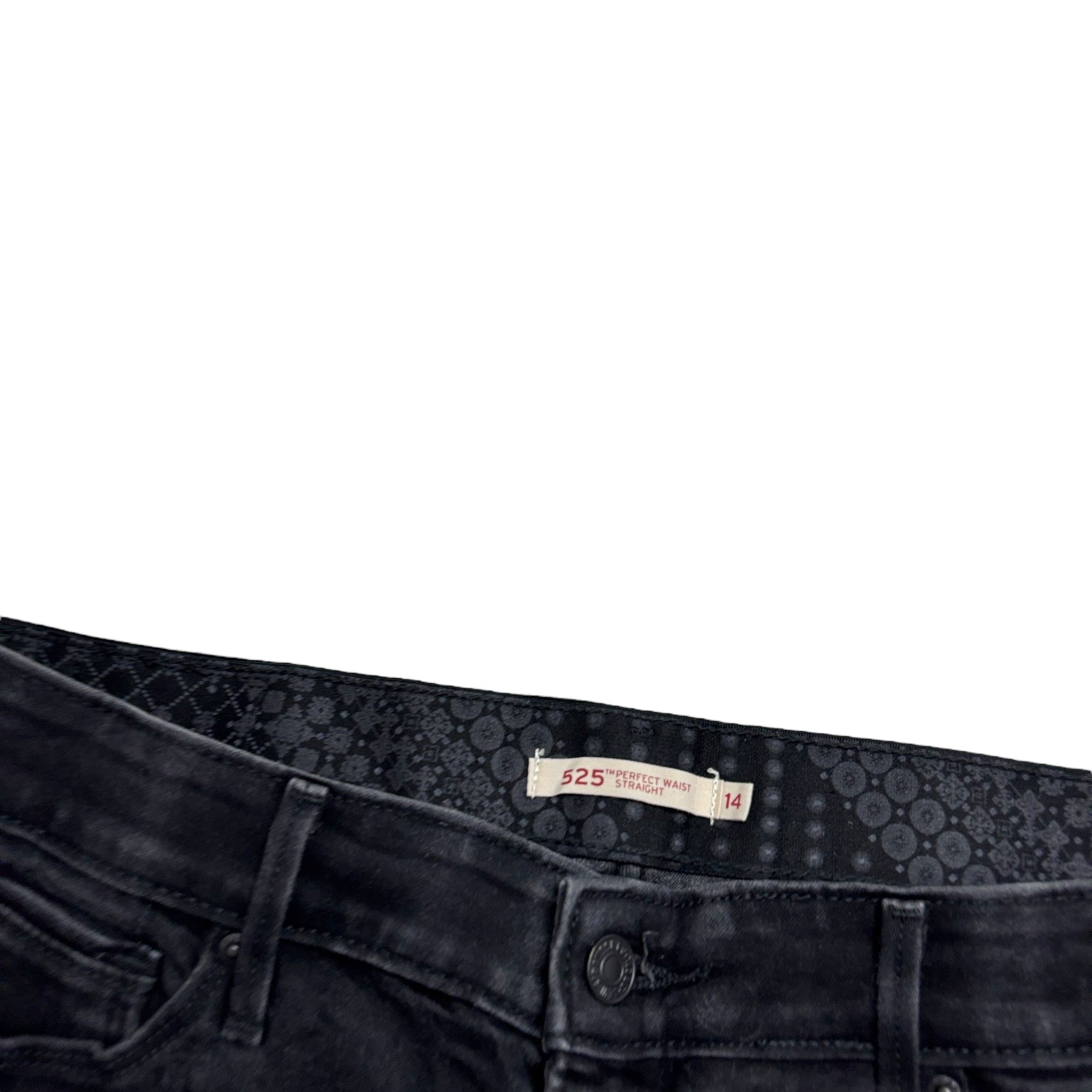 Levis 525 Jeans W32 L30 Womens Regular Straight Fit Black Stretch Y2K (F)