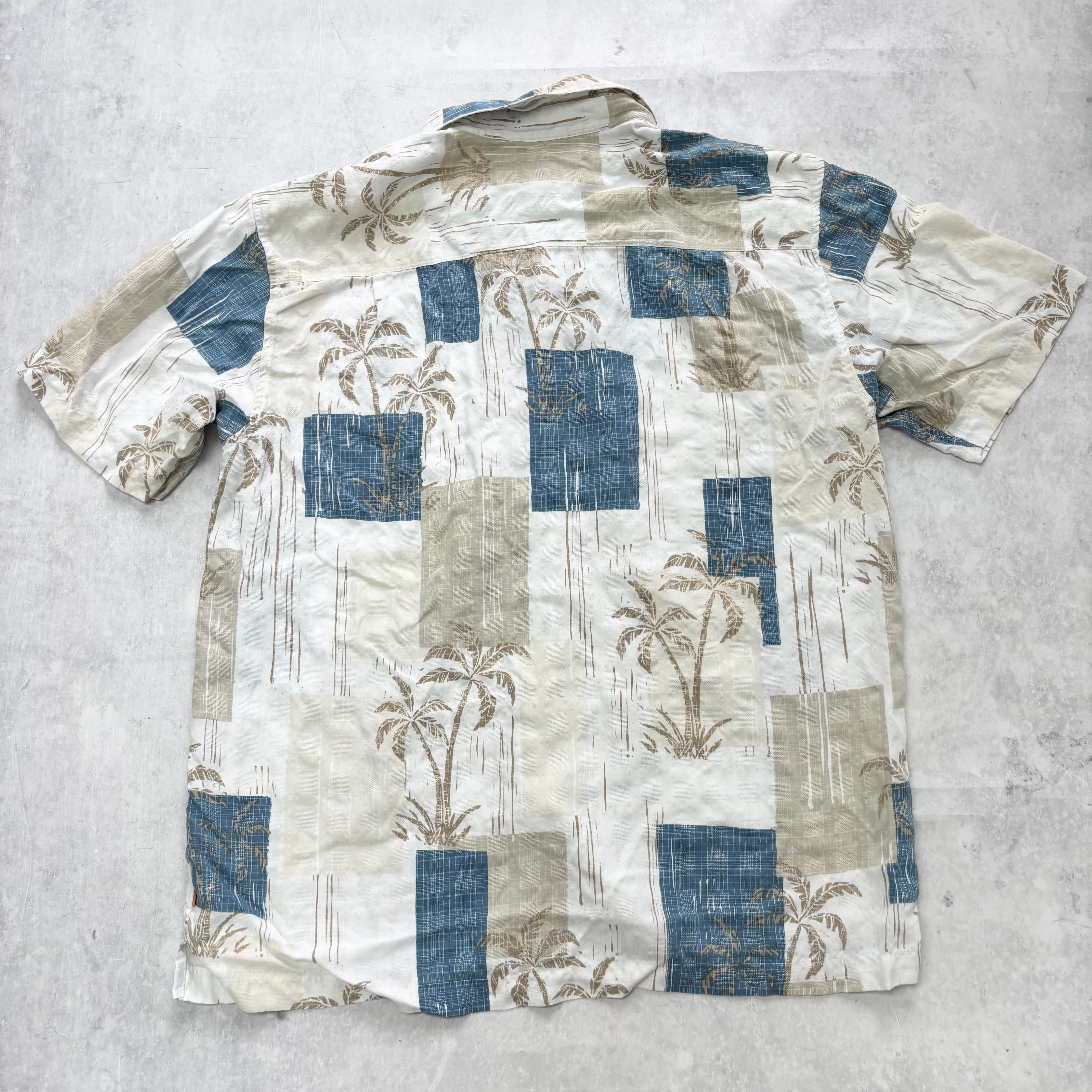 Quiksilver Hawaiian Shirt Mens XL White Vintage Short Sleeve Rayon Y2K (E)