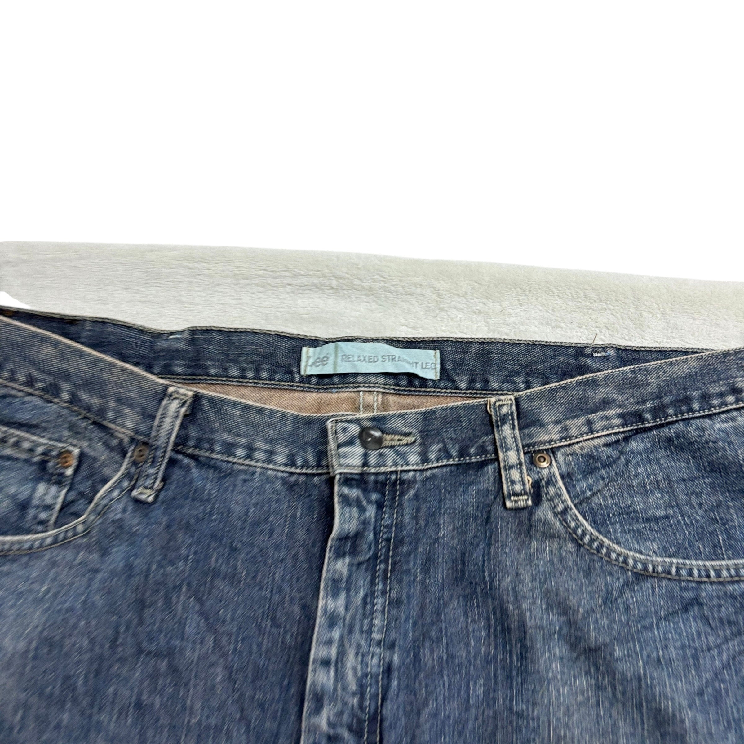Lee Jeans W42 L30 Mens Dark Blue Baggy Relaxed Straight Fit Vintage Denim