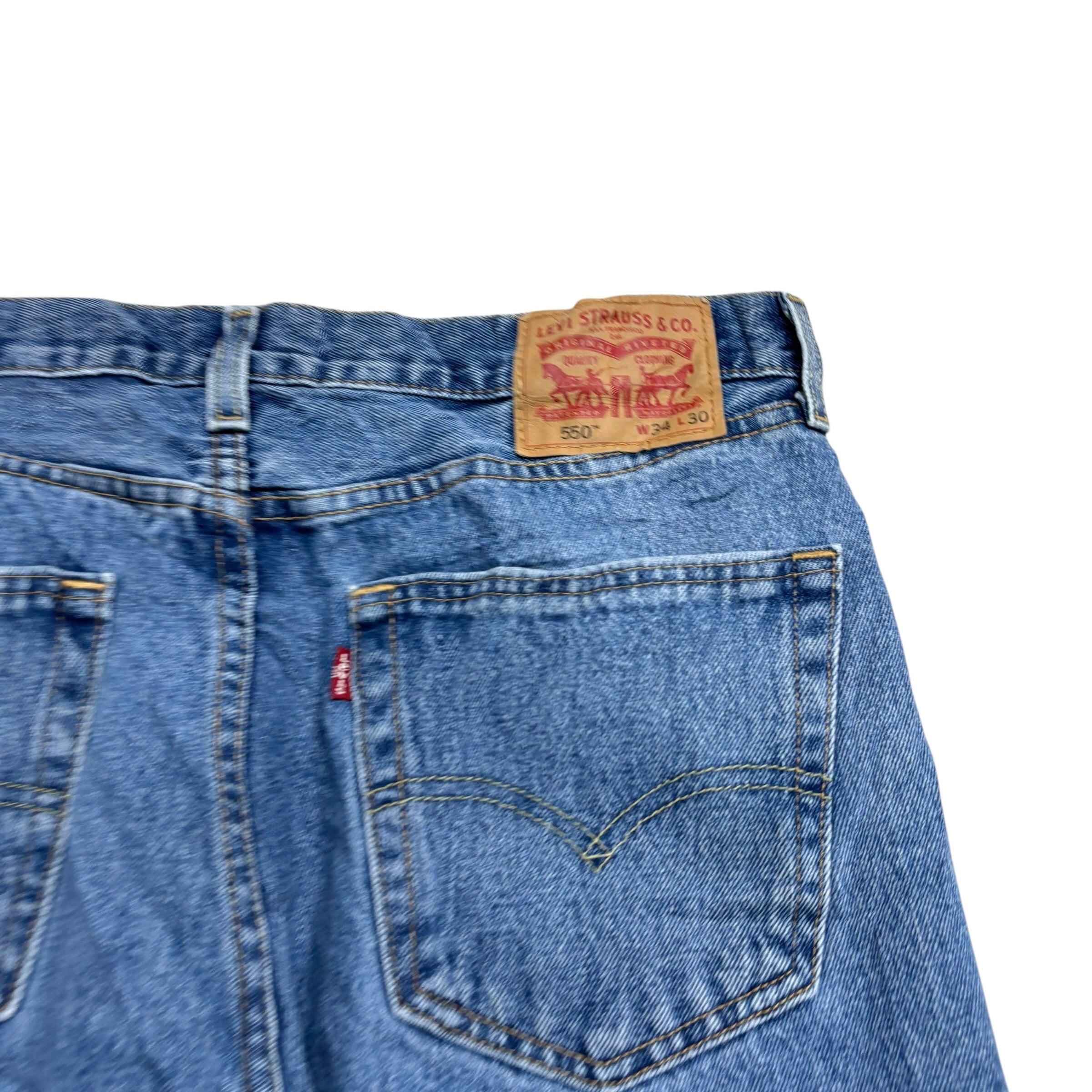 Levis 550 Jeans W34 L30 Mens Mid Blue Baggy Relaxed Straight Fit Denim (E)