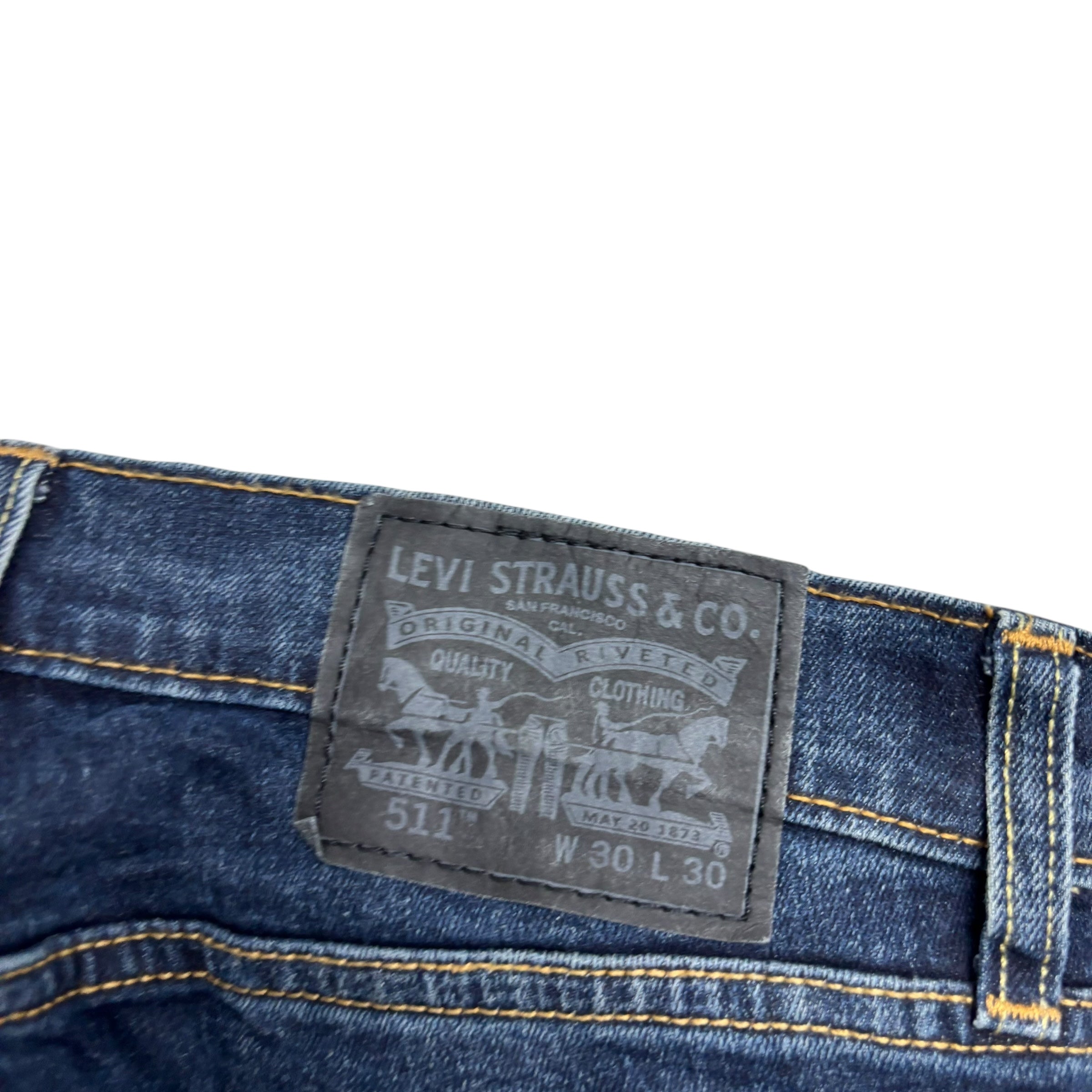 Levis 511 Jeans W30 L30 Mens Dark Blue Slim Fit Stretch Denim (E)