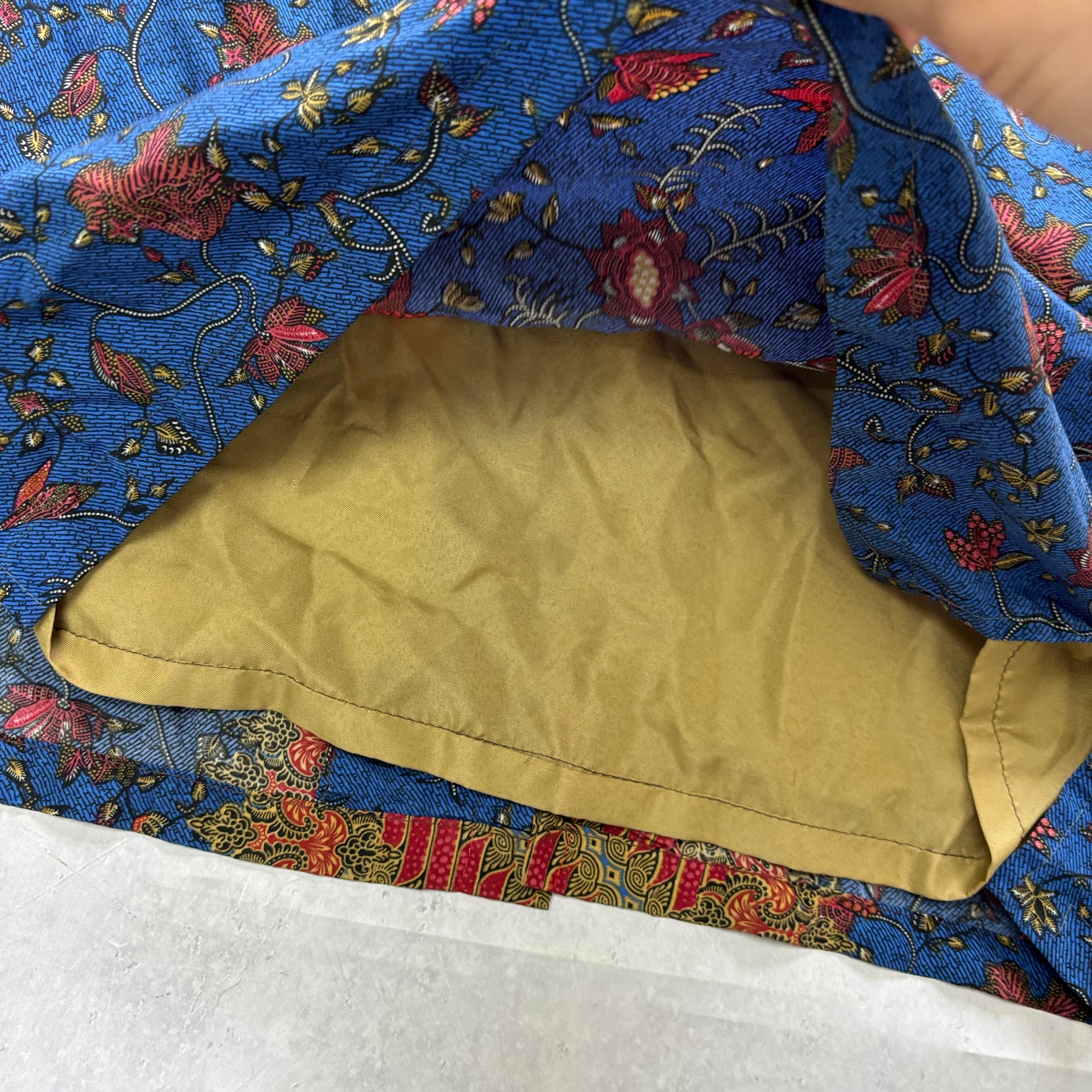 Vintage Funky Shirt Mens Medium Blue Floral Aloha Short Sleeve (E)