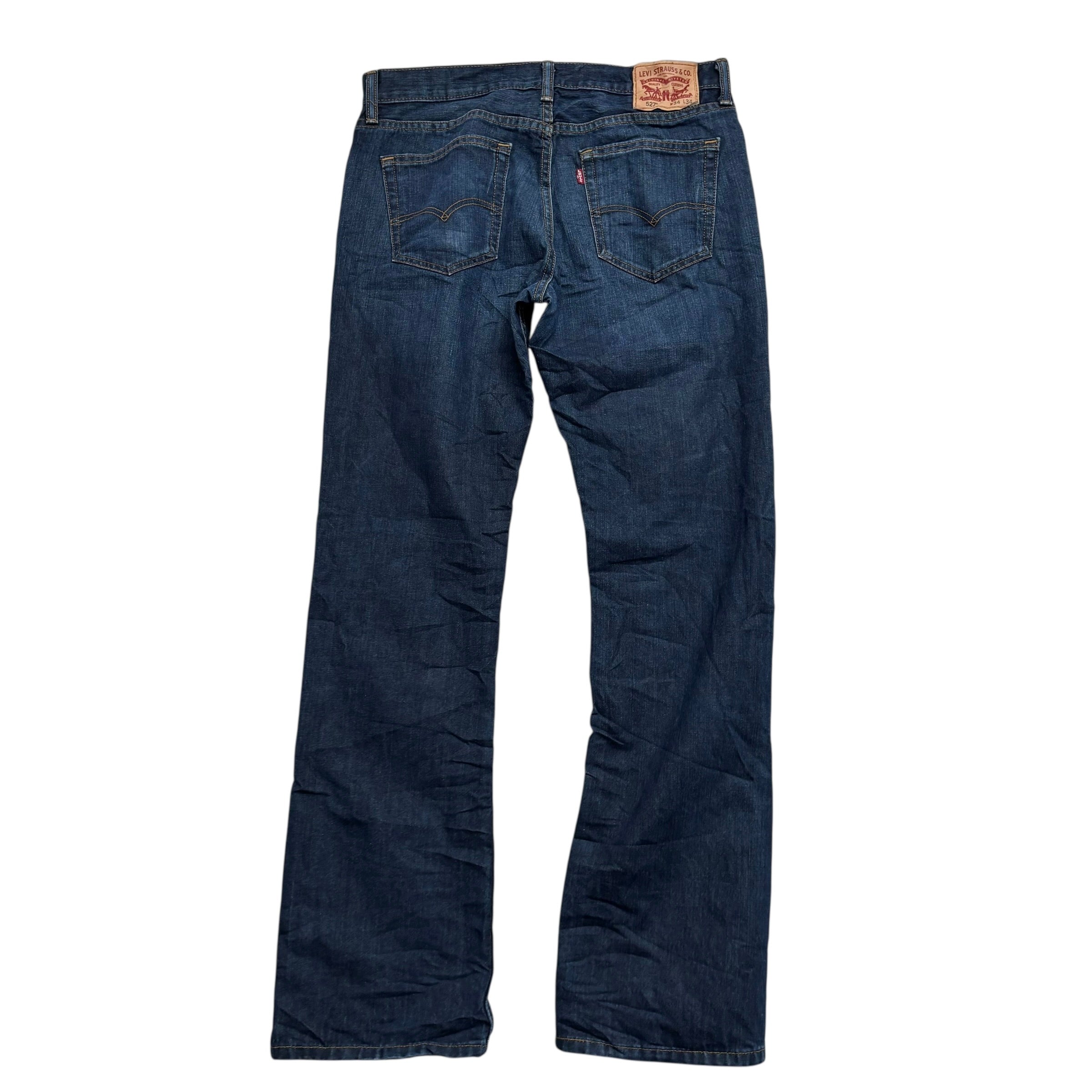 Levis 527 Jeans W34 L34 Mens Dark Blue Slim Bootcut Fit Denim (E)