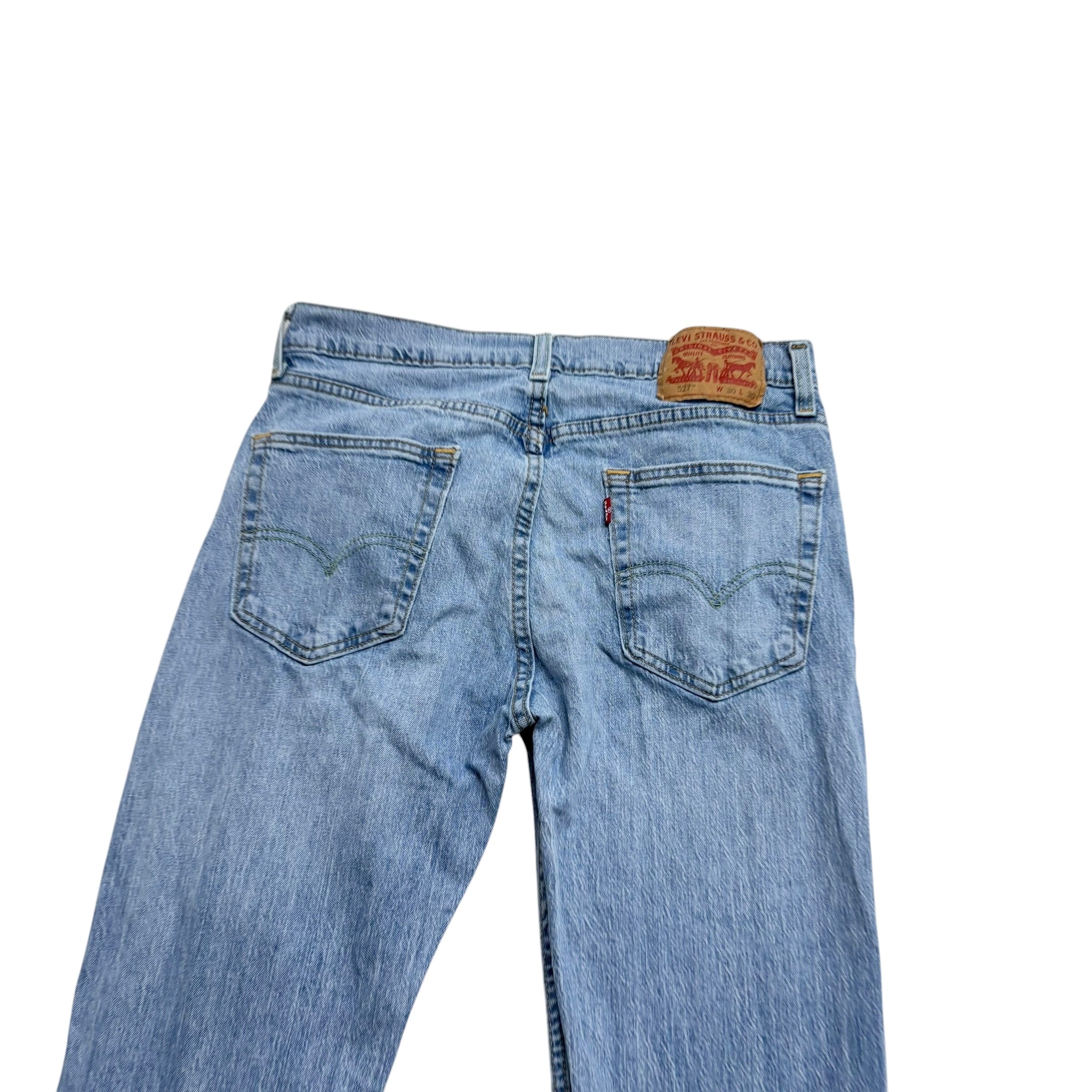 Levis 527 Jeans W30 L30 Mens Light Blue Slim Bootcut Fit Stretch Denim (F)