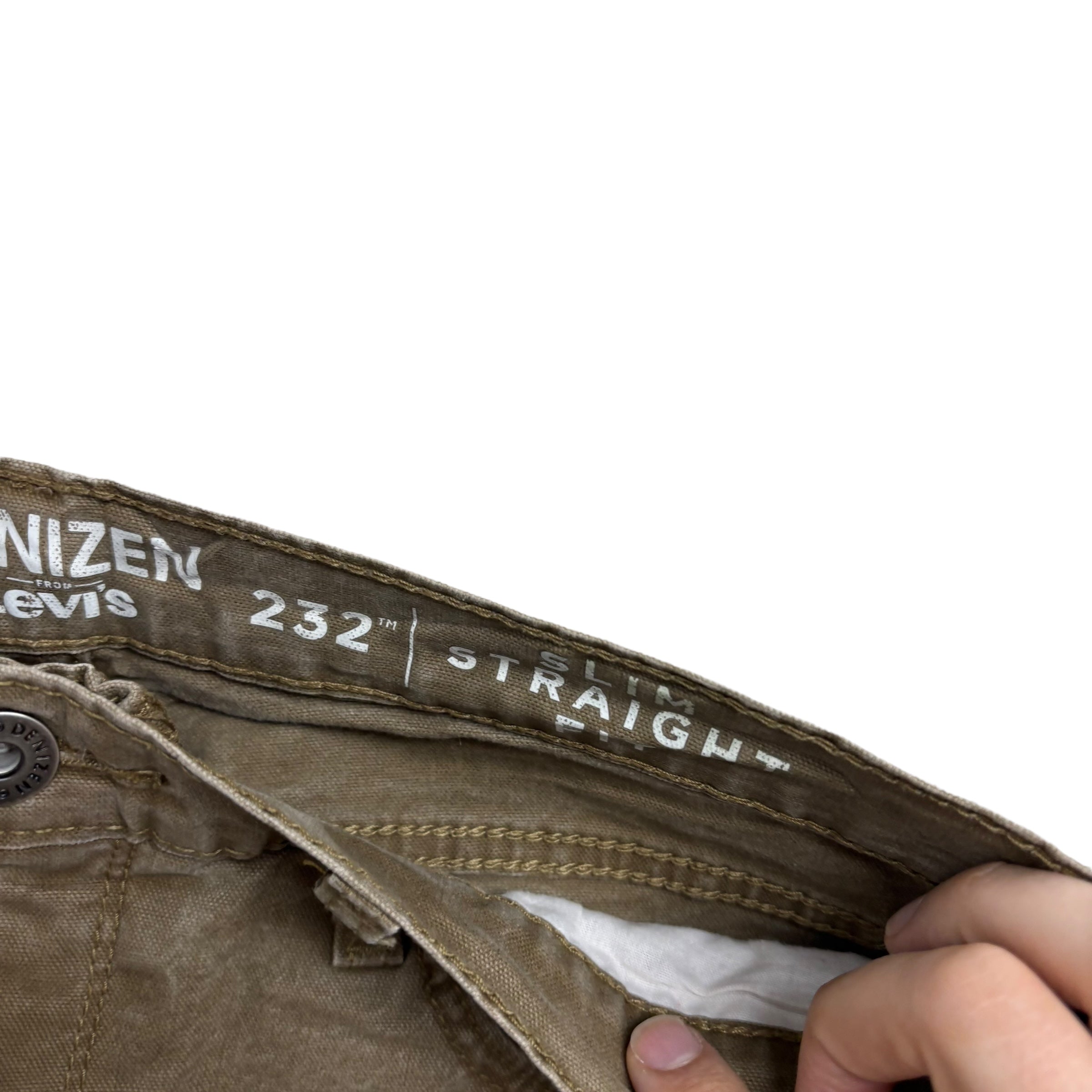 Levis Denizen Jeans W36 L30 Mens Brown Slim Straight Fit Stretch Denim