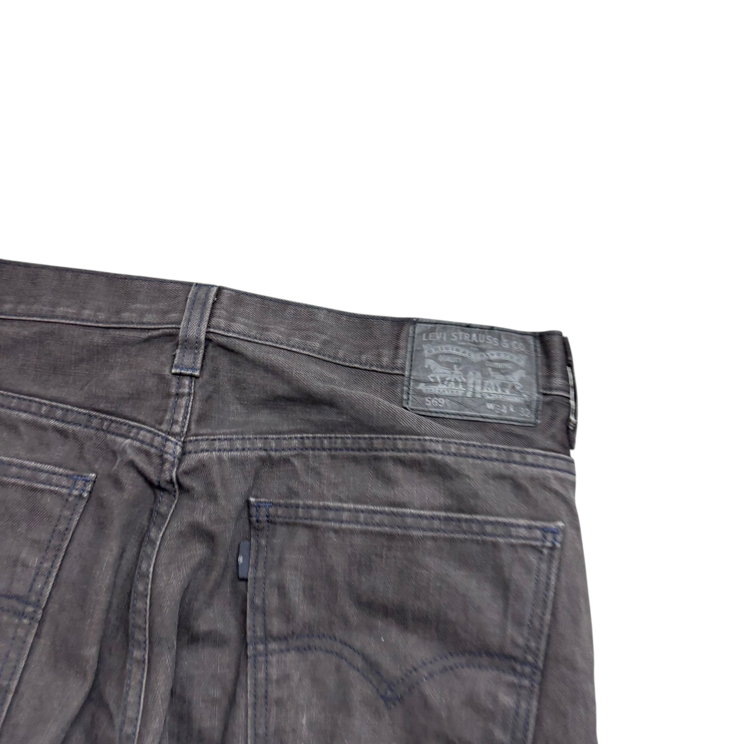 Levis 569 Jeans W34 L32 Mens Brown Baggy Relaxed Straight Fit Denim (E)