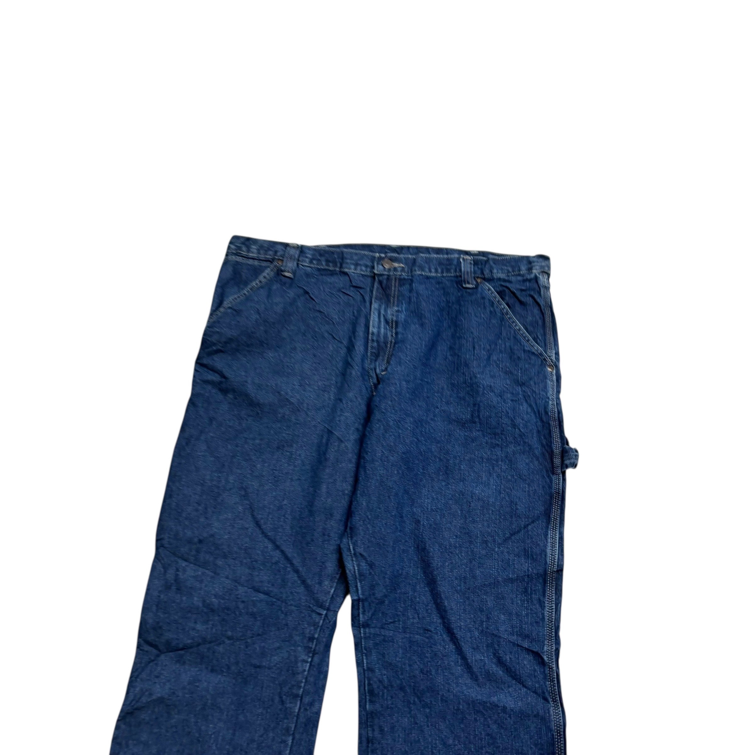 Wrangler Carpenter Jeans W40 L31 Mens Dark Blue Relaxed Straight Fit Denim (E)