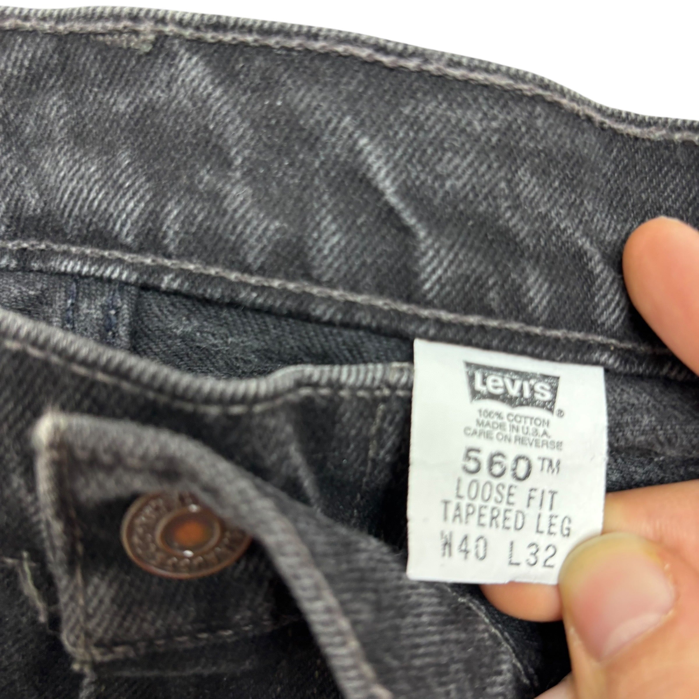 Levis 560 Jeans W40 L32 Mens Black Relaxed Tapered Fit Made In USA Vintage (E)