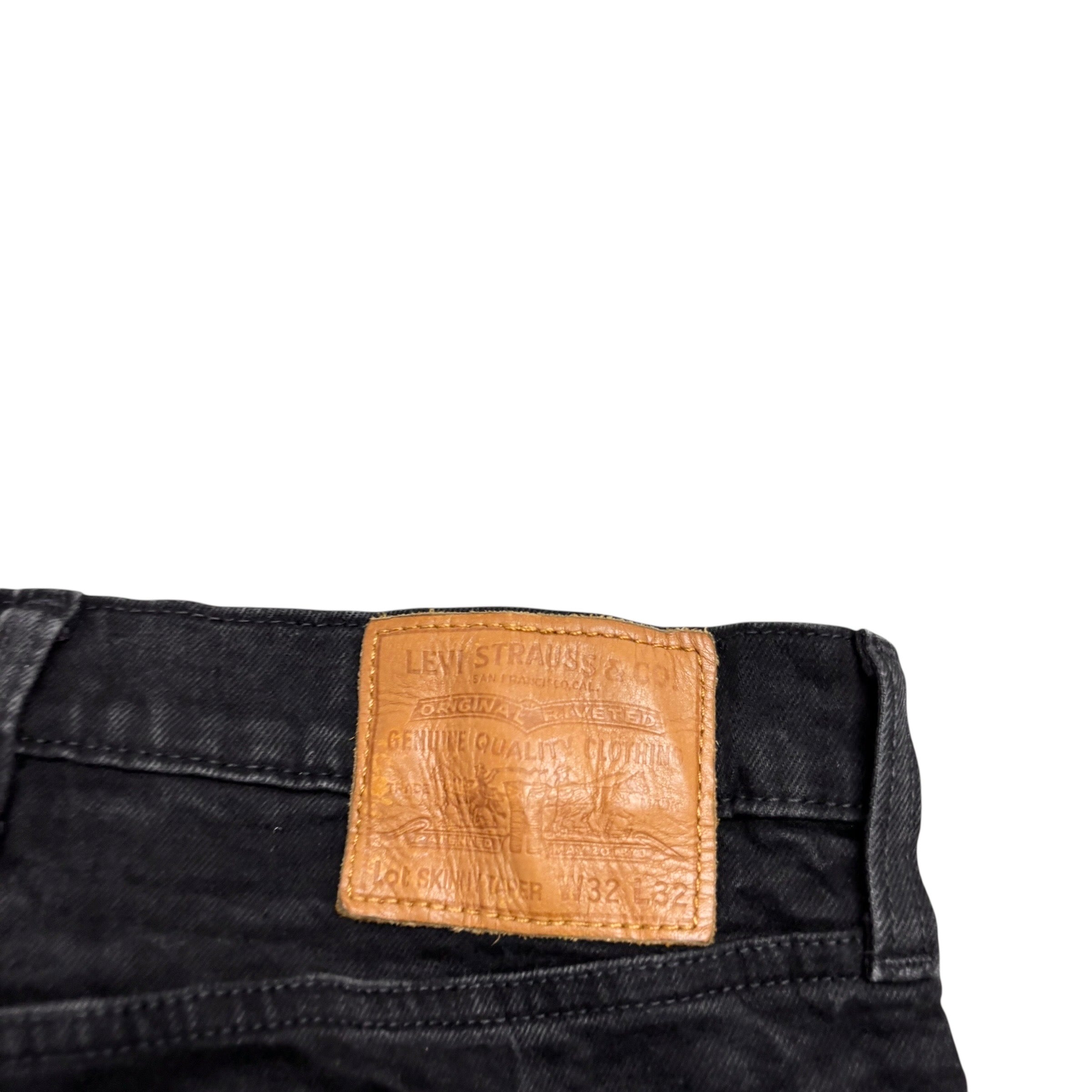 Levis Skinny Taper Jeans W30 L31 Mens Black Stretch Premium Denim (E)