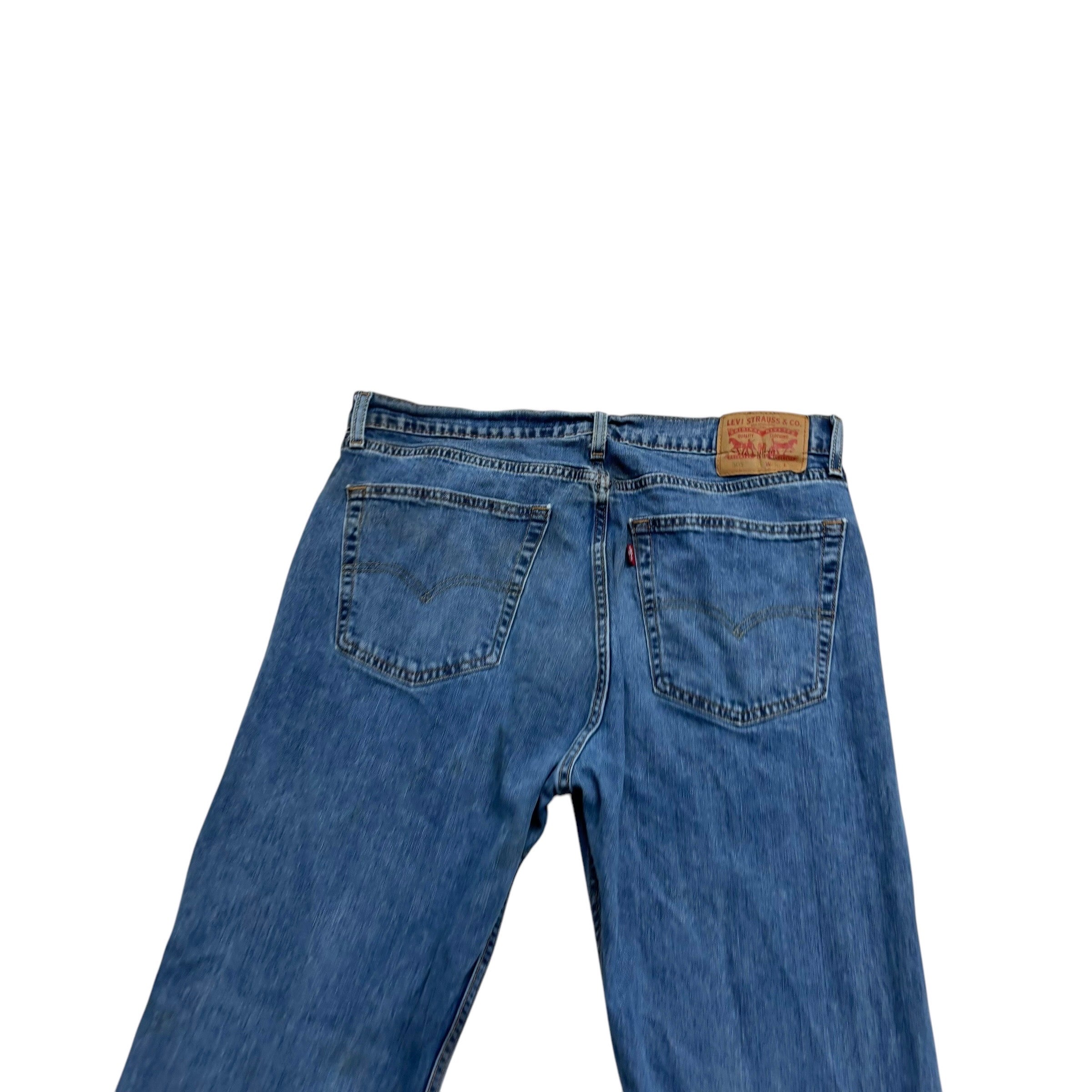 Levis 505 Jeans W36 L32 Mens Mid Blue Regular Straight Fit Stretch Denim (F)