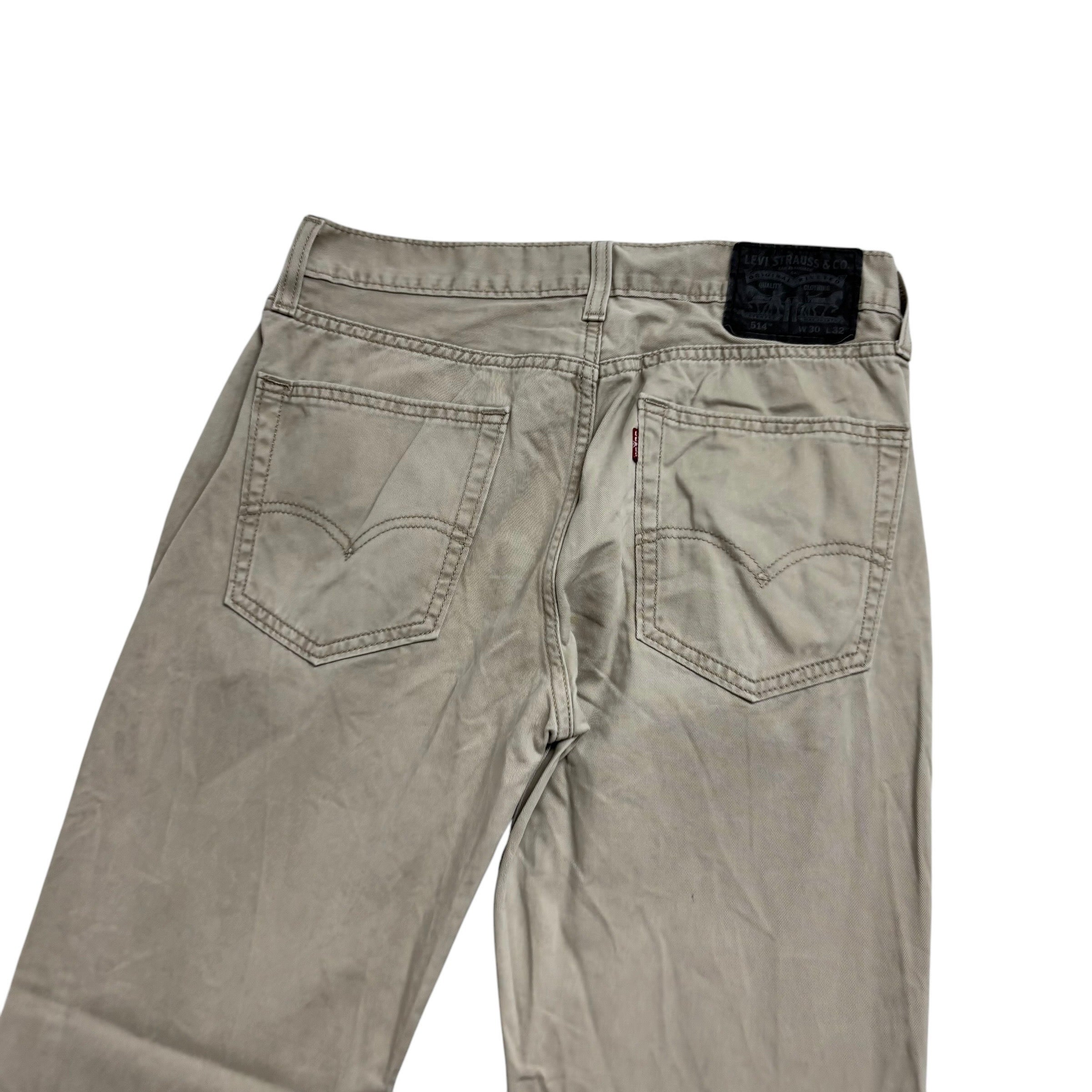 Levis 514 Trousers W30 L31 Mens Beige Cream Regular Straight Fit Pants (E)