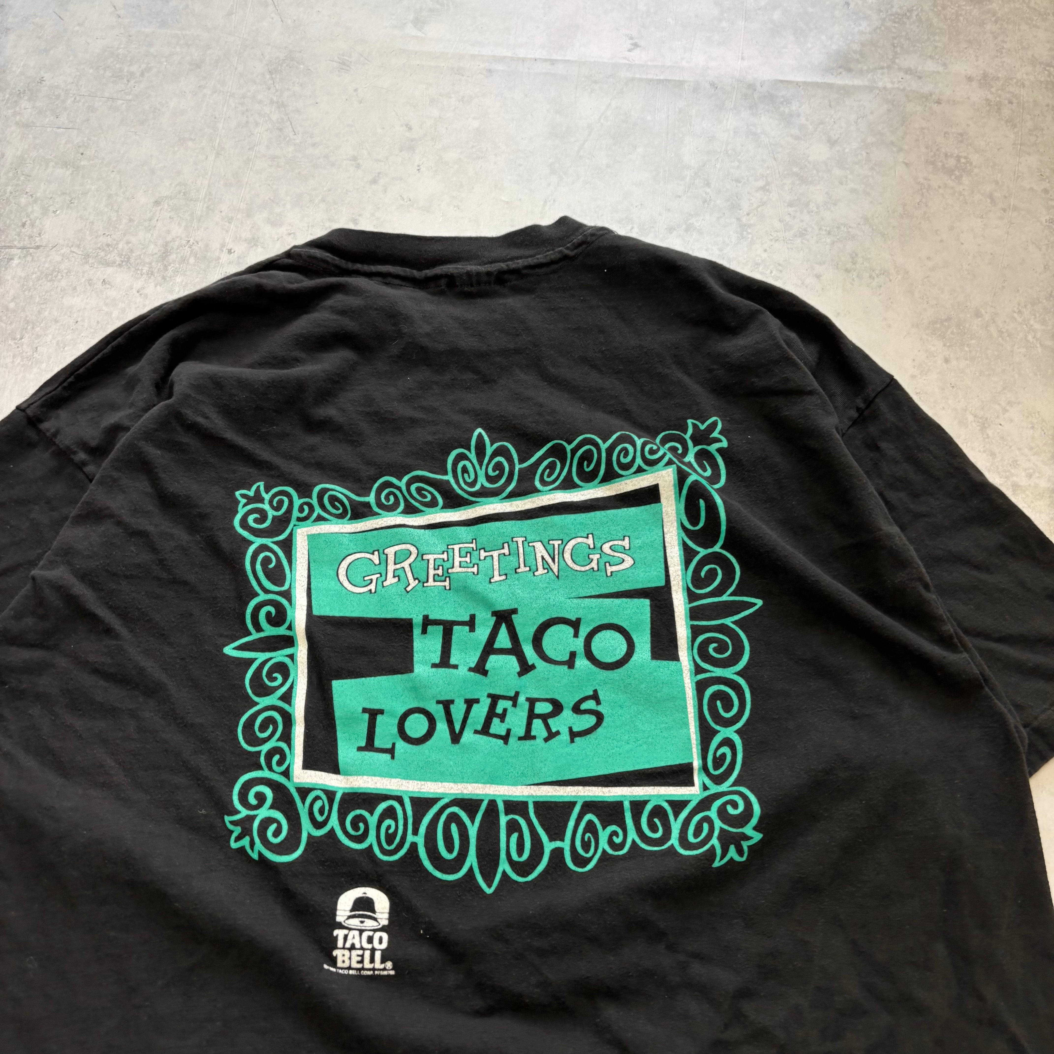 Vintage T Shirt Mens XL Black Single Stitch Graphic Print 90s Taco Bell (E)