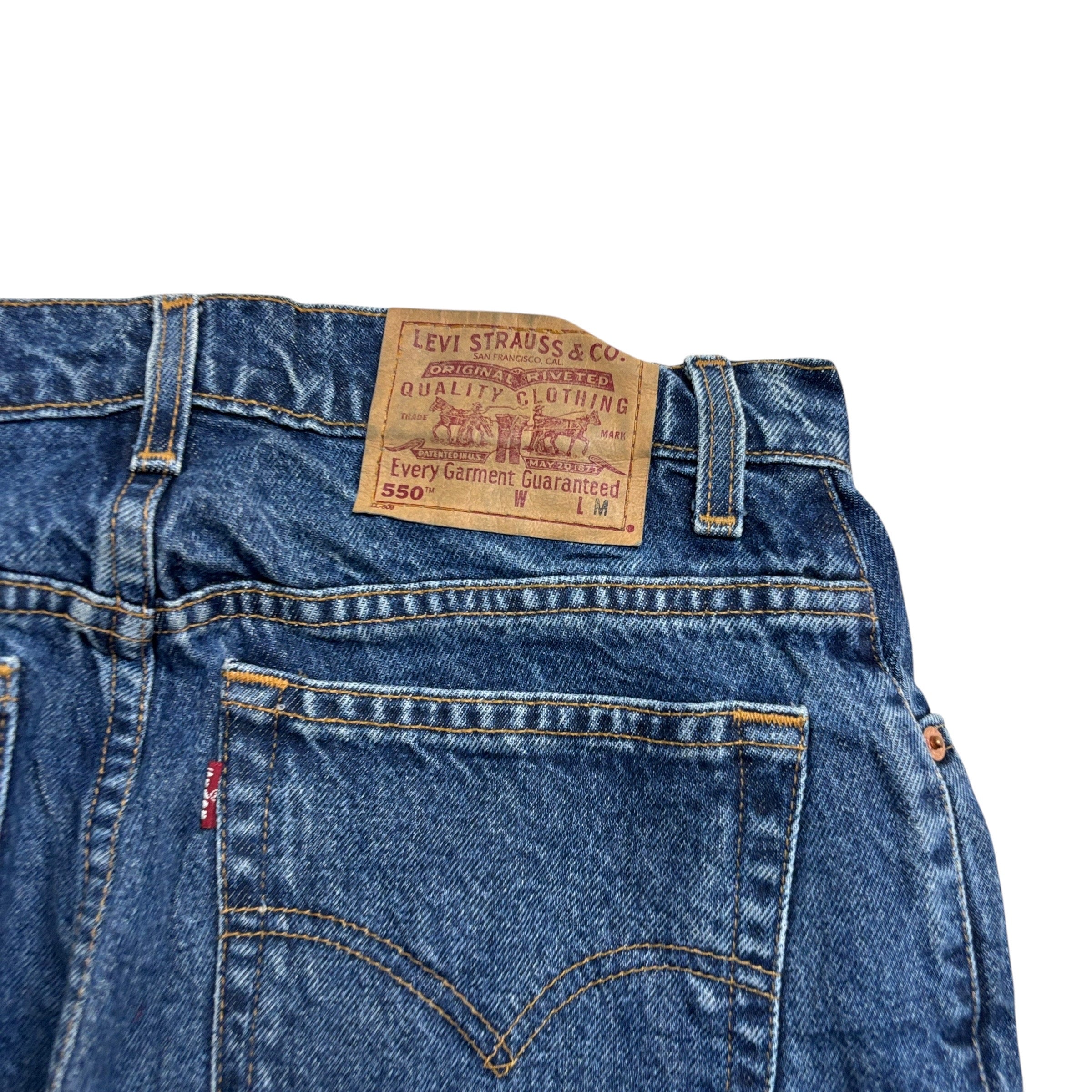 Levis 550 Jeans W30 L32 Womens Mid Blue Relaxed Taper Mom Fit Vintage Denim (E)