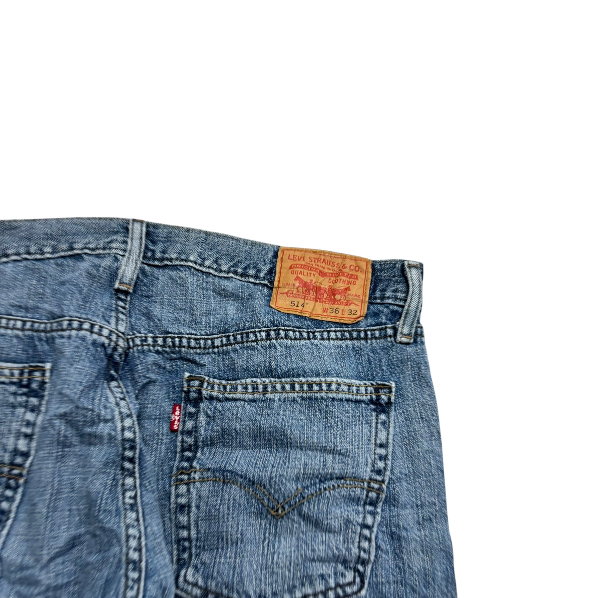 Levis 514 Jeans W36 L32 Mens Mid Blue Regular Straight Fit Denim