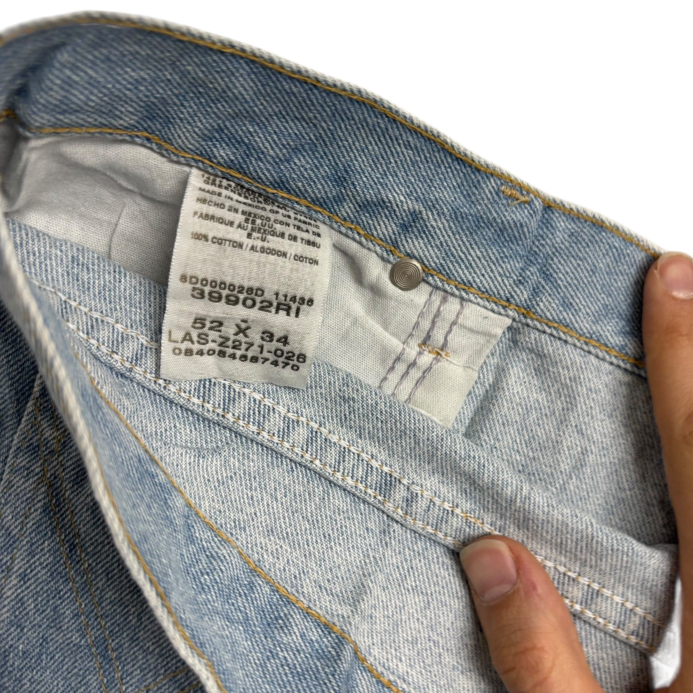 Wrangler Jeans W54 L34 Mens Light Blue Regular Straight Fit Vintage Denim (E)