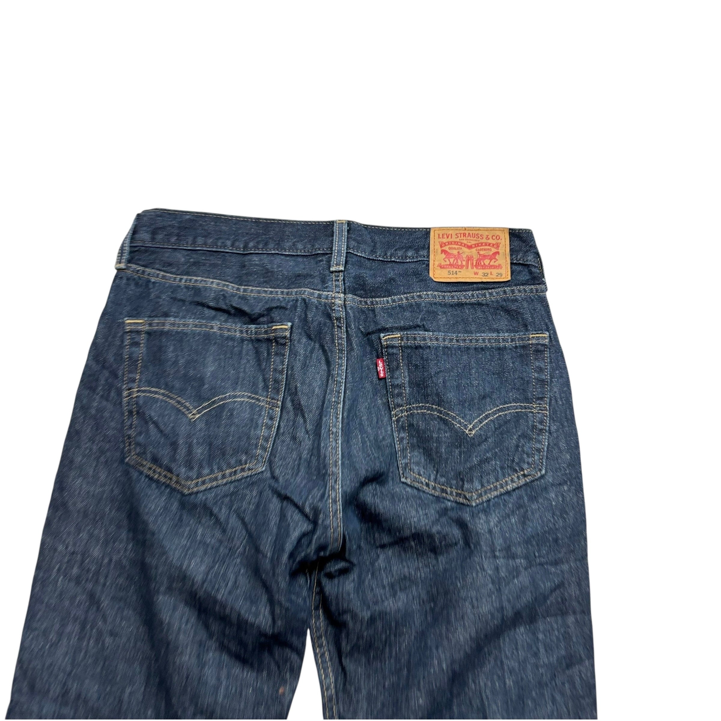 Levis 514 Jeans W32 L29 Mens Dark Blue Regular Straight Fit Denim (F)