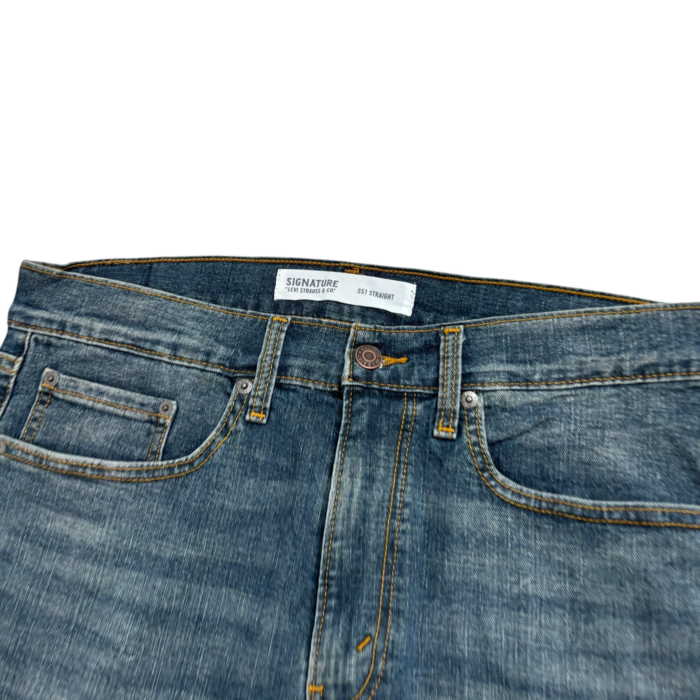Levis Signature Jeans W34 L30 Mens Dark Blue Regular Straight Stretch Denim (E)