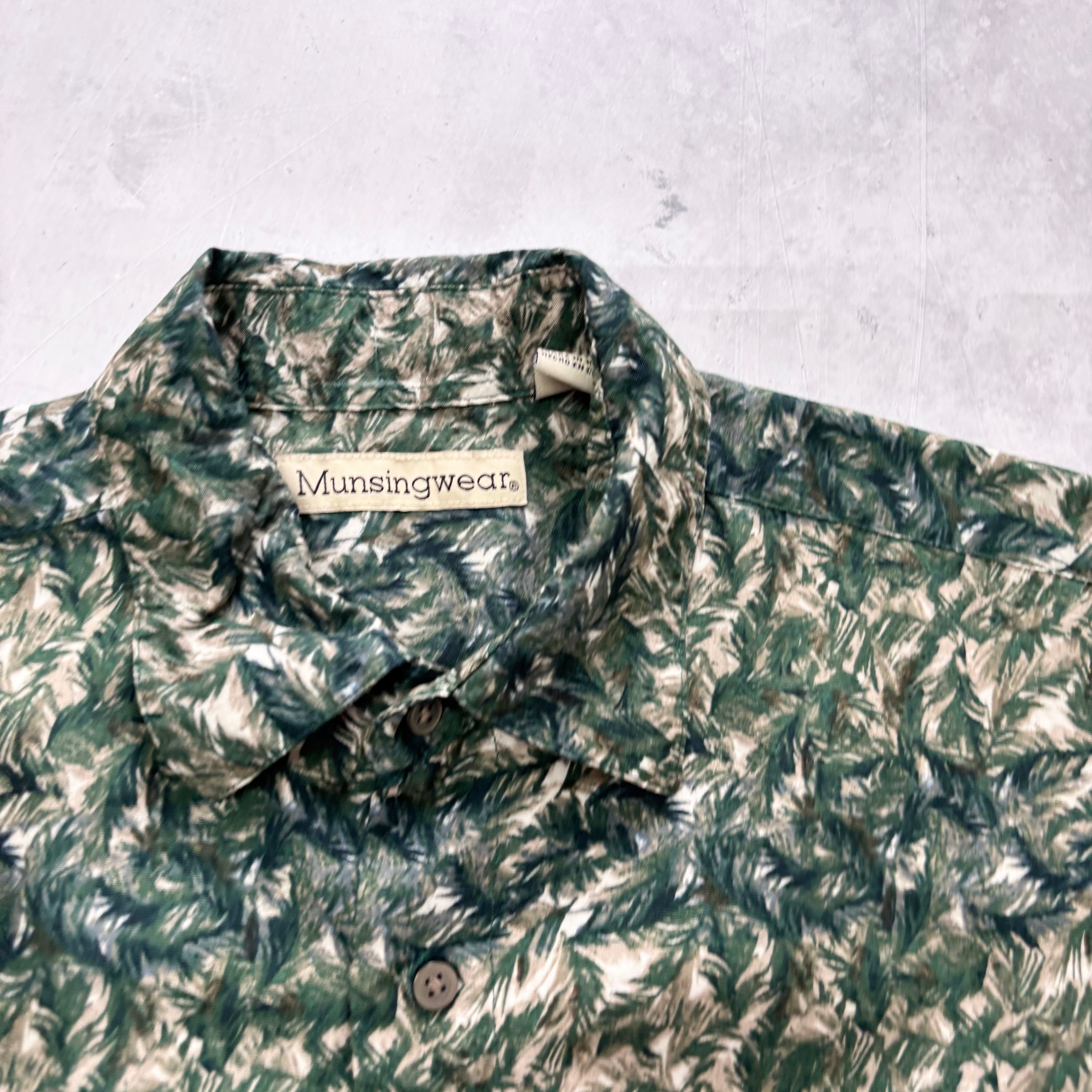 Vintage Hawaiian Shirt Mens Medium Green Floral Aloha Rayon (E)