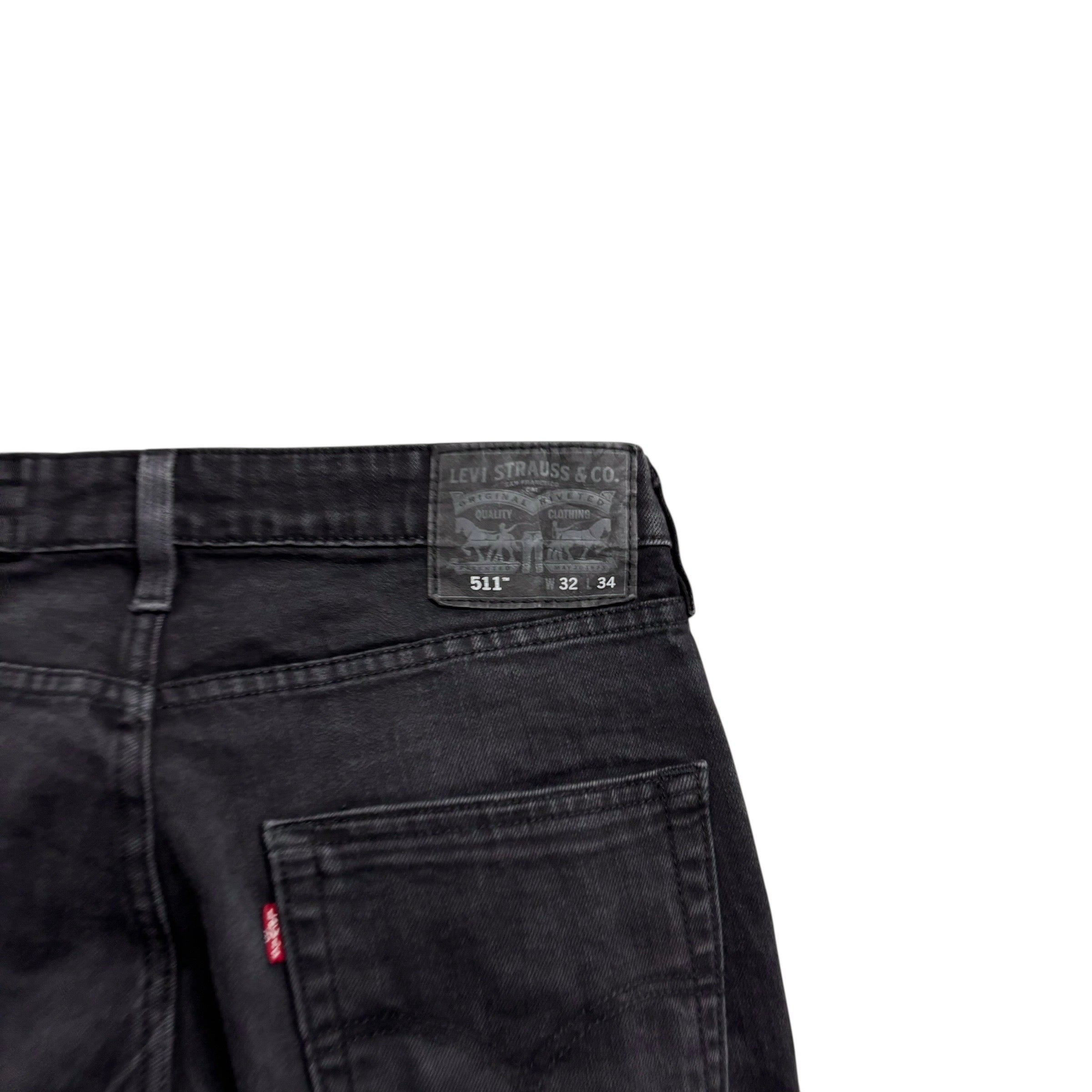 Levis 511 Commuter Jeans W32 L34 Mens Black Slim Fit Stretch Denim