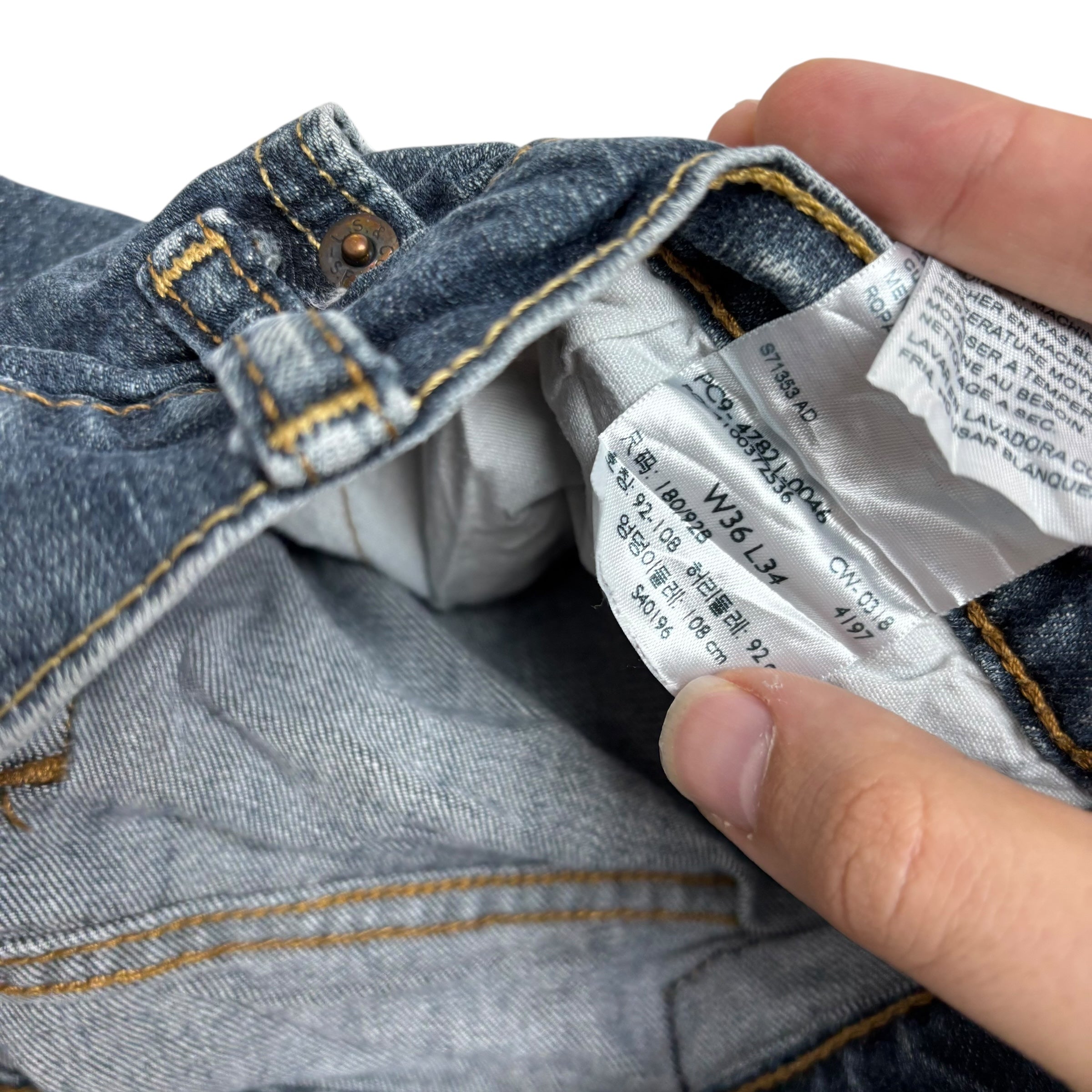 Levis Denizen Jeans W36 L30 Mens Dark Blue Relaxed Baggy Fit Stretch