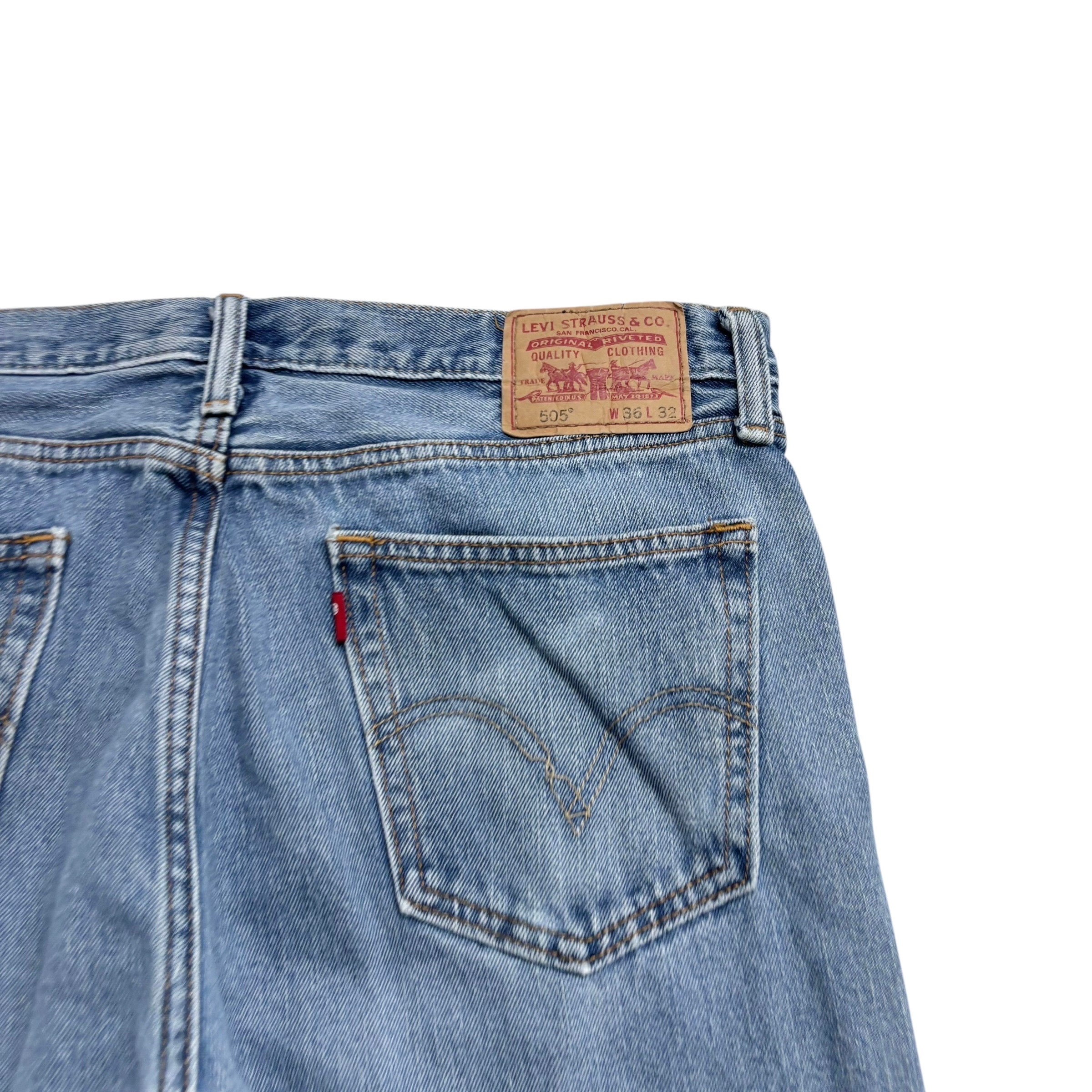 Levis 505 Jeans W36 L32 Mens Light Blue Regular Straight Fit Vintage Denim