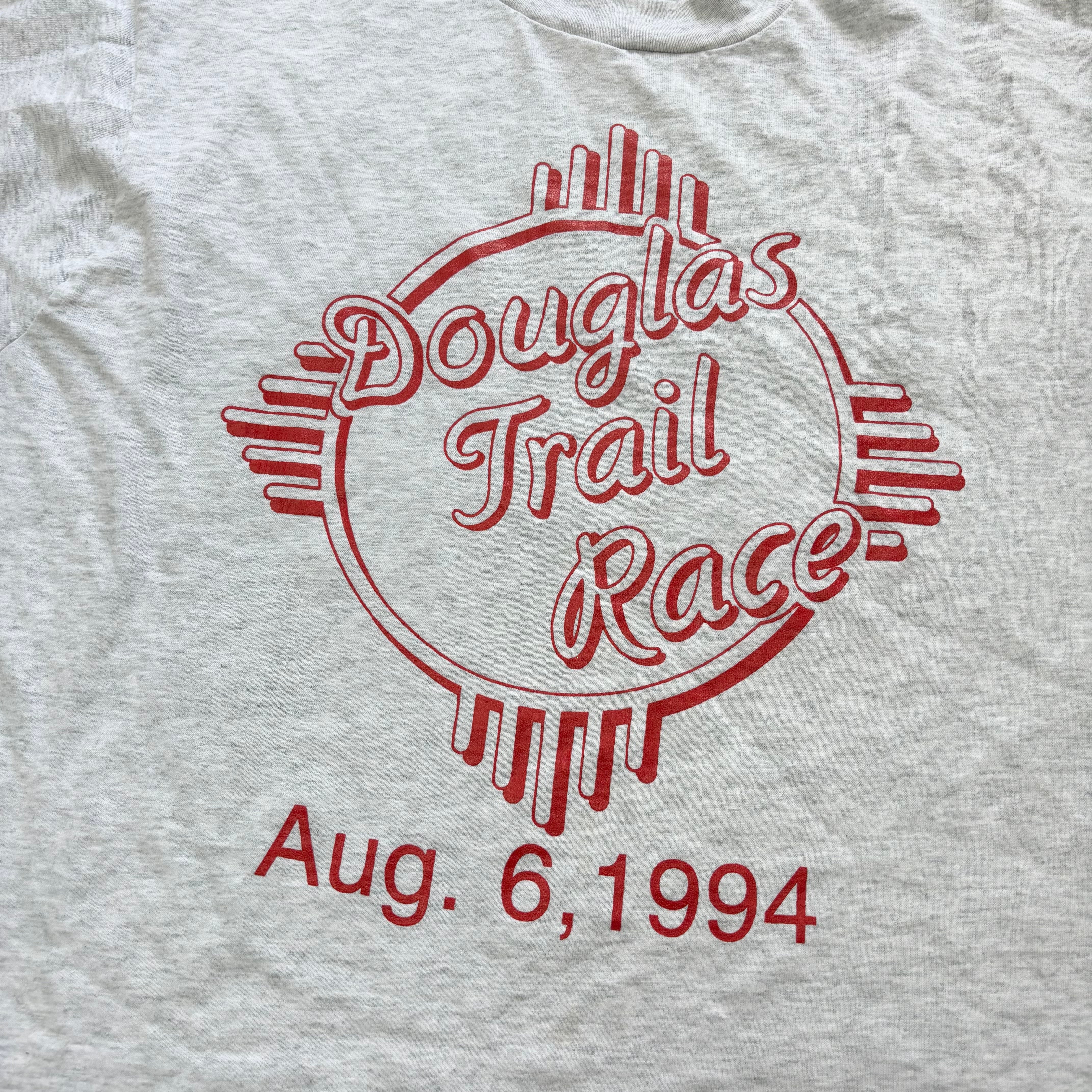 Vintage T Shirt Mens Large Grey Single Stitch Graphic Print 90s USA Run (E)