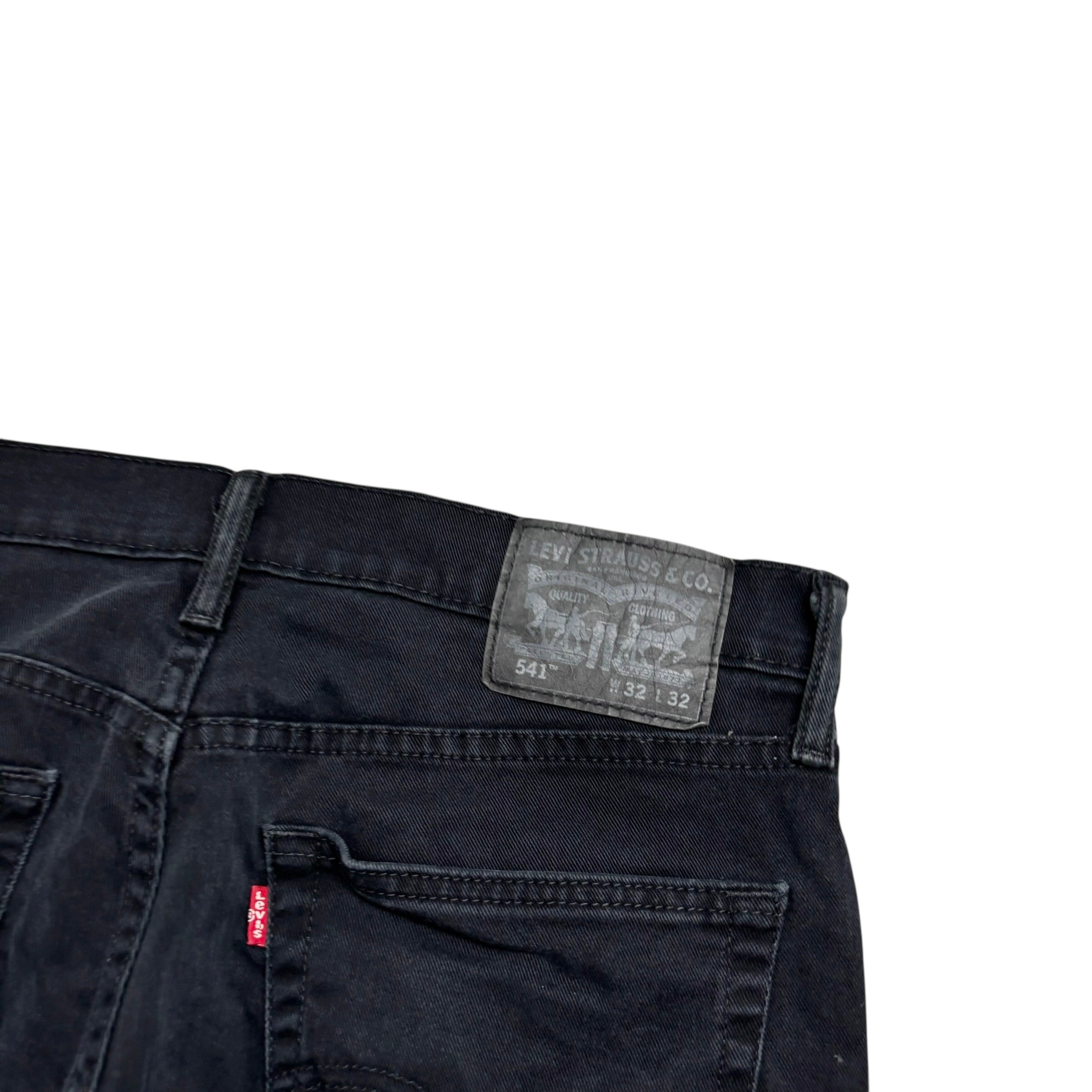 Levis 541 Jeans W32 L32 Mens Black Athletic Tapered Fit Stretch Denim