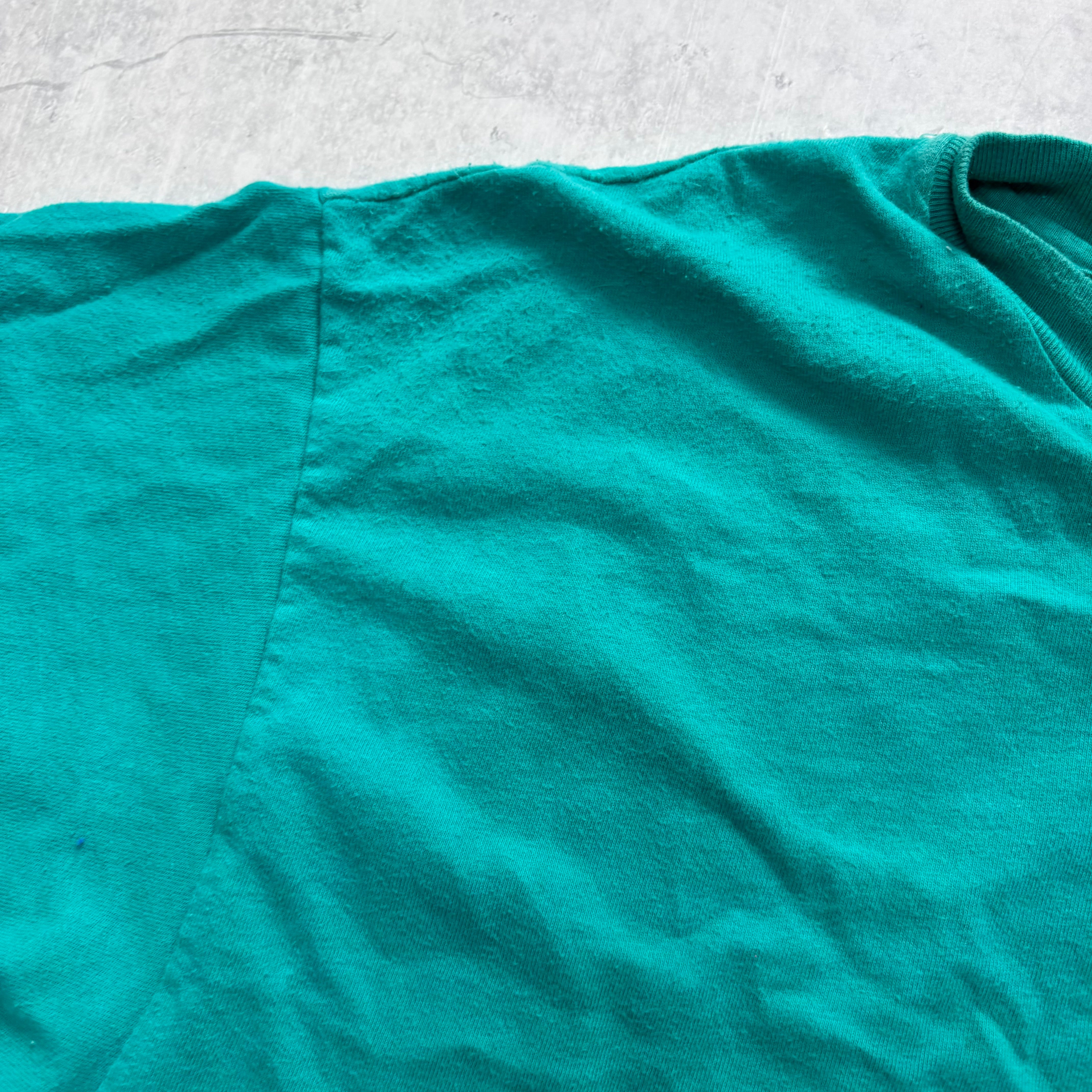 Vintage T Shirt Mens XL Blue Teal Single Stitch Graphic Print 90s College