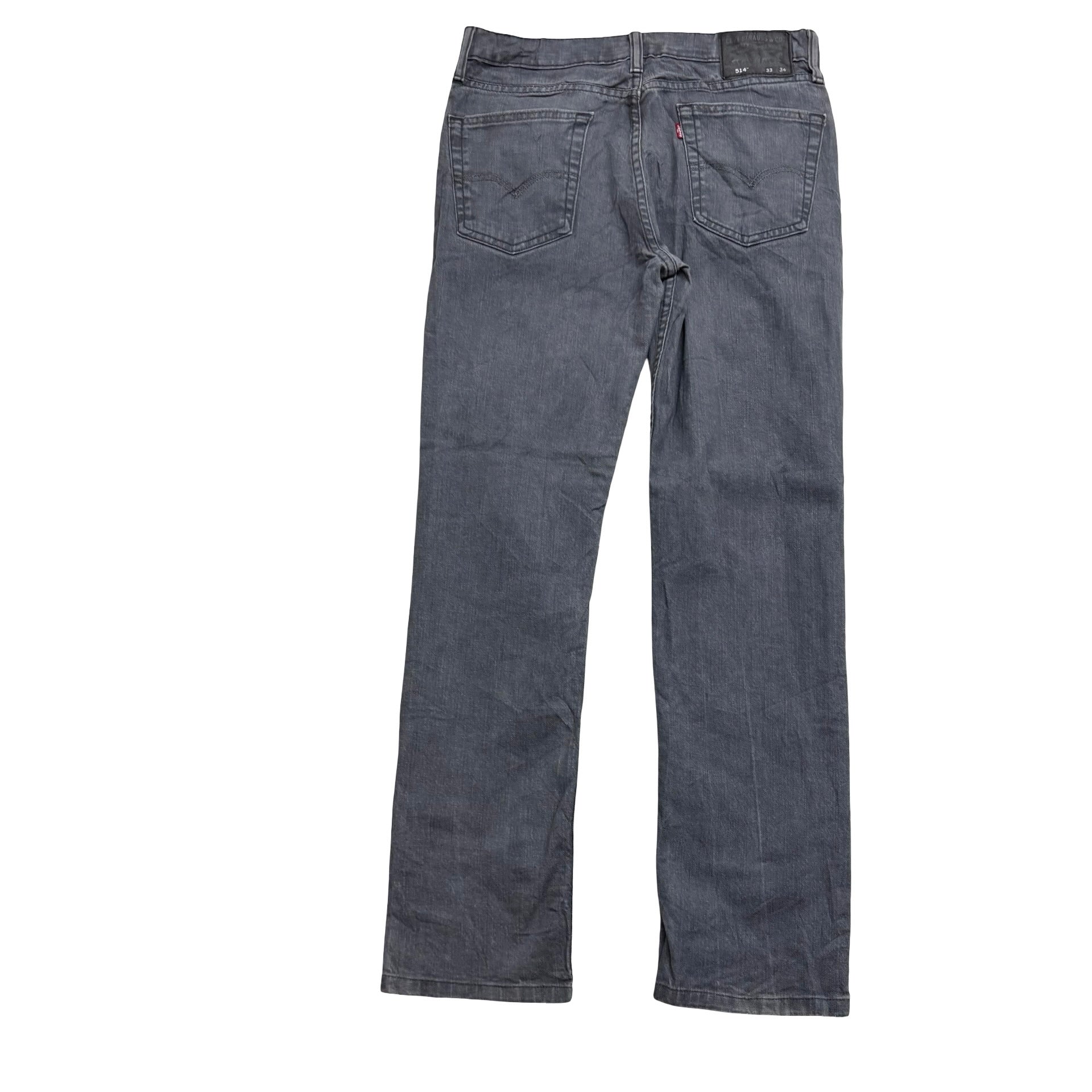 Levis 514 Jeans W32 L32 Mens Grey Regular Straight Fit Stretch Denim (E)