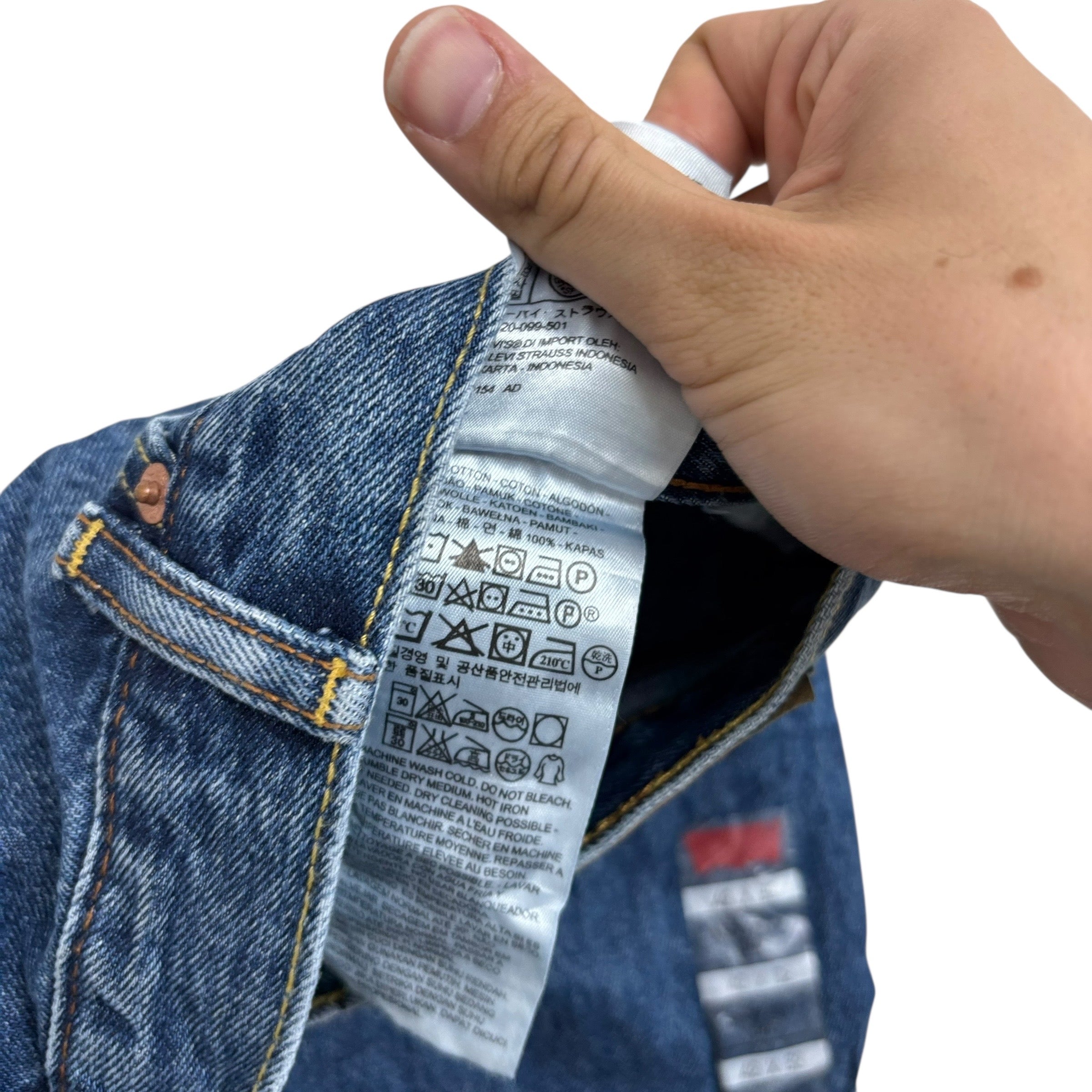 Levis 505 Jeans W42 L32 Mens Mid Blue Regular Straight Fit Denim (E)