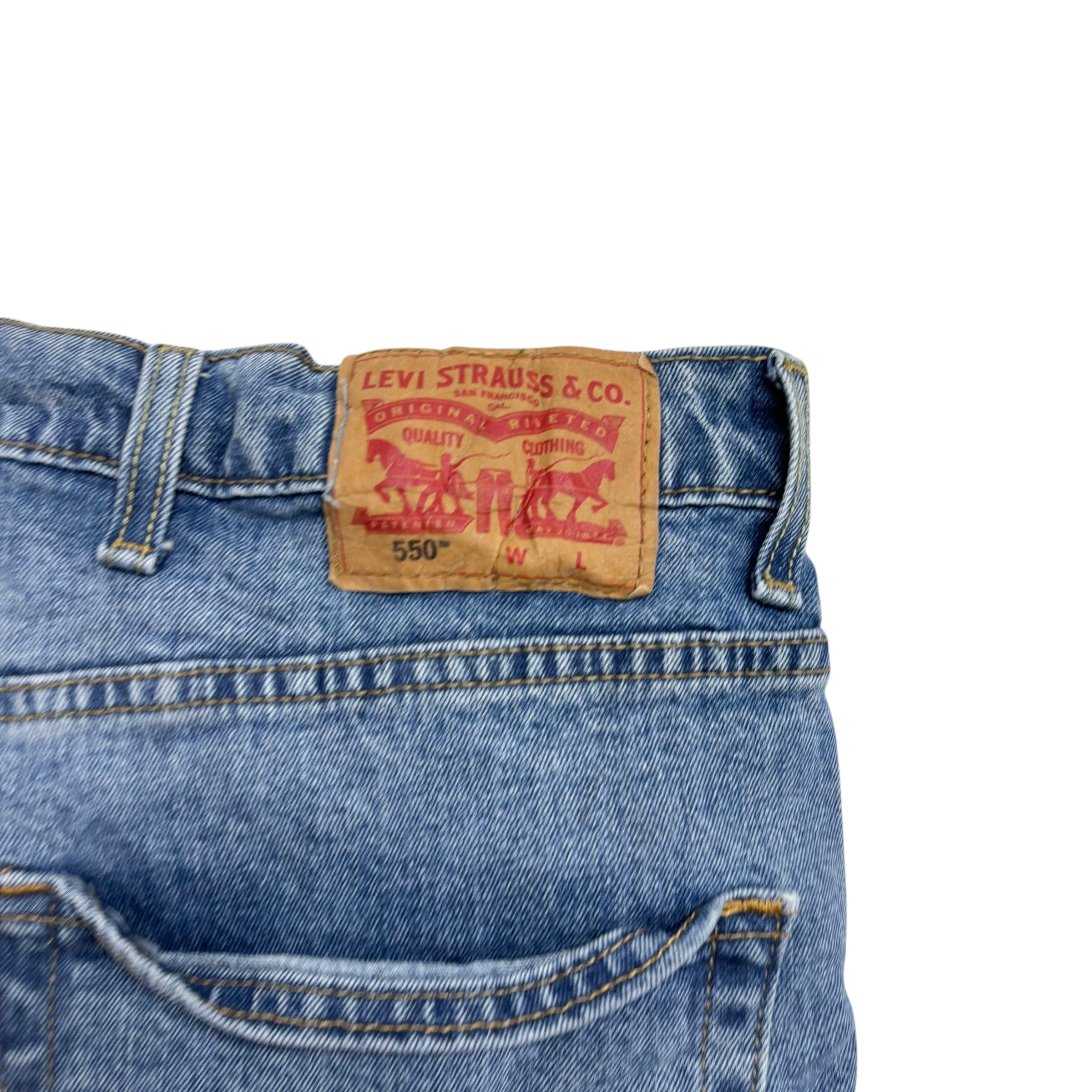 Levis 550 Jeans W48 L29 Mens Light Blue Baggy Relaxed Straight Stretch Denim (E)