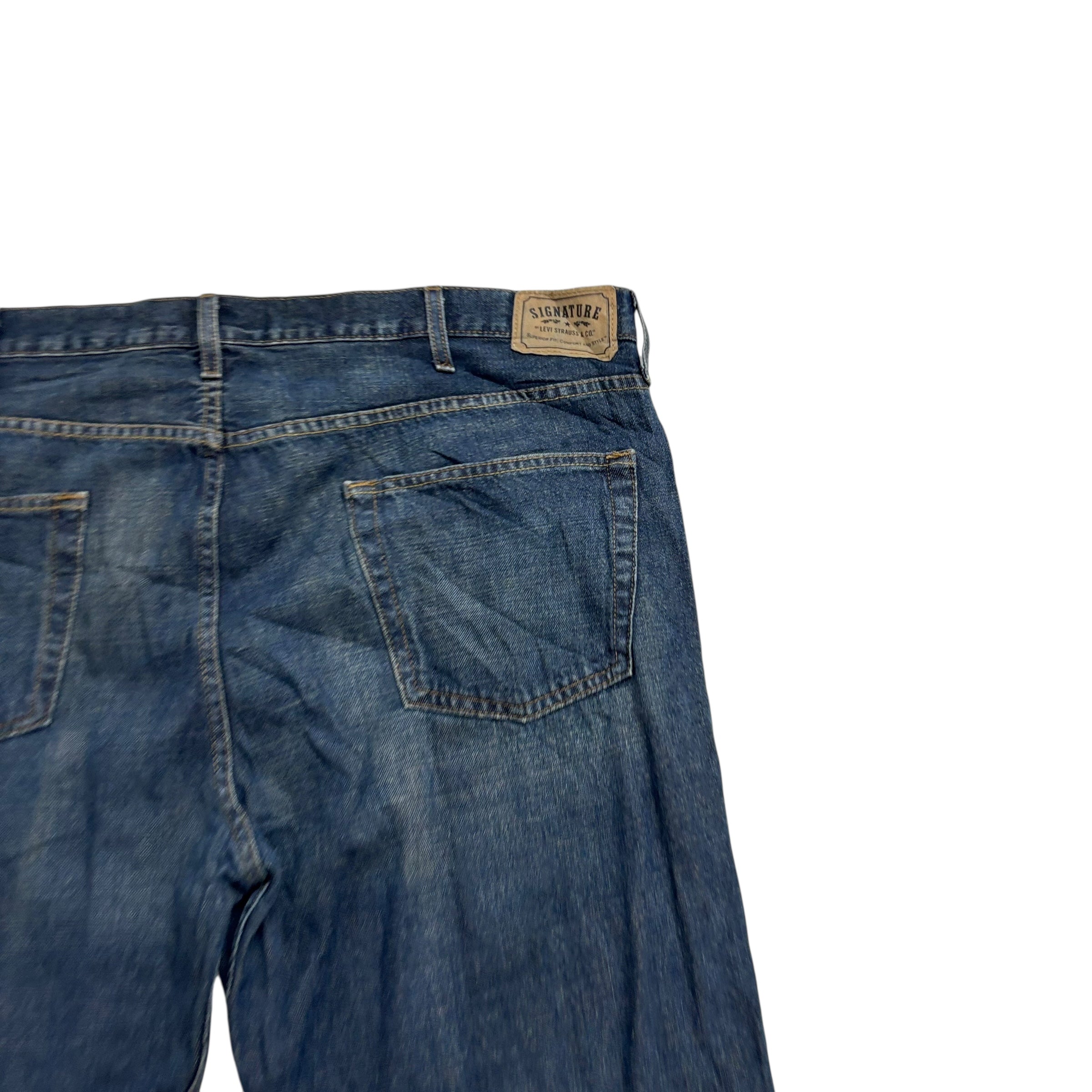 Levis Signature Jeans W44 L32 Mens Dark Blue Relaxed Straight Vintage Denim (E)