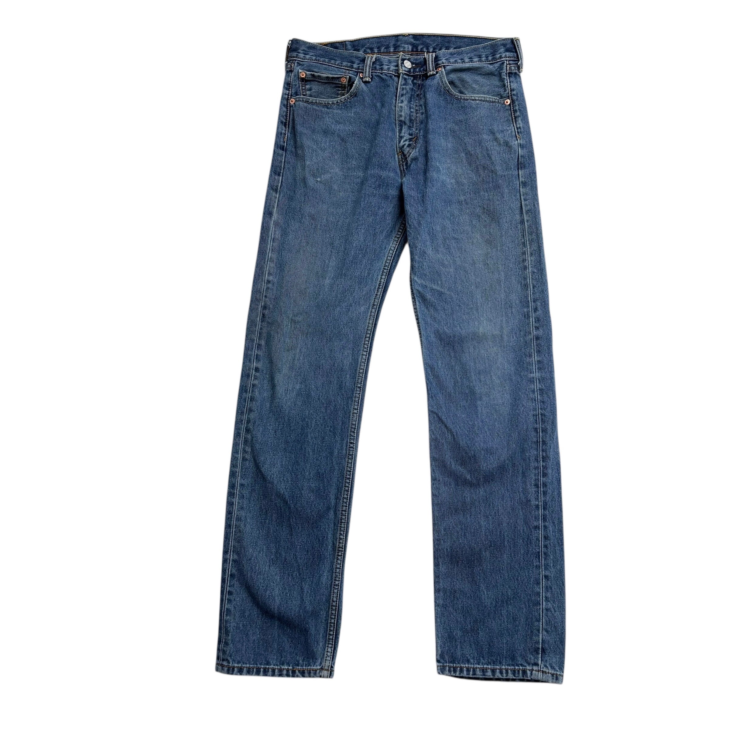 Levis 505 Jeans W33 L34 Mens Mid Blue Regular Straight Fit Denim (F)