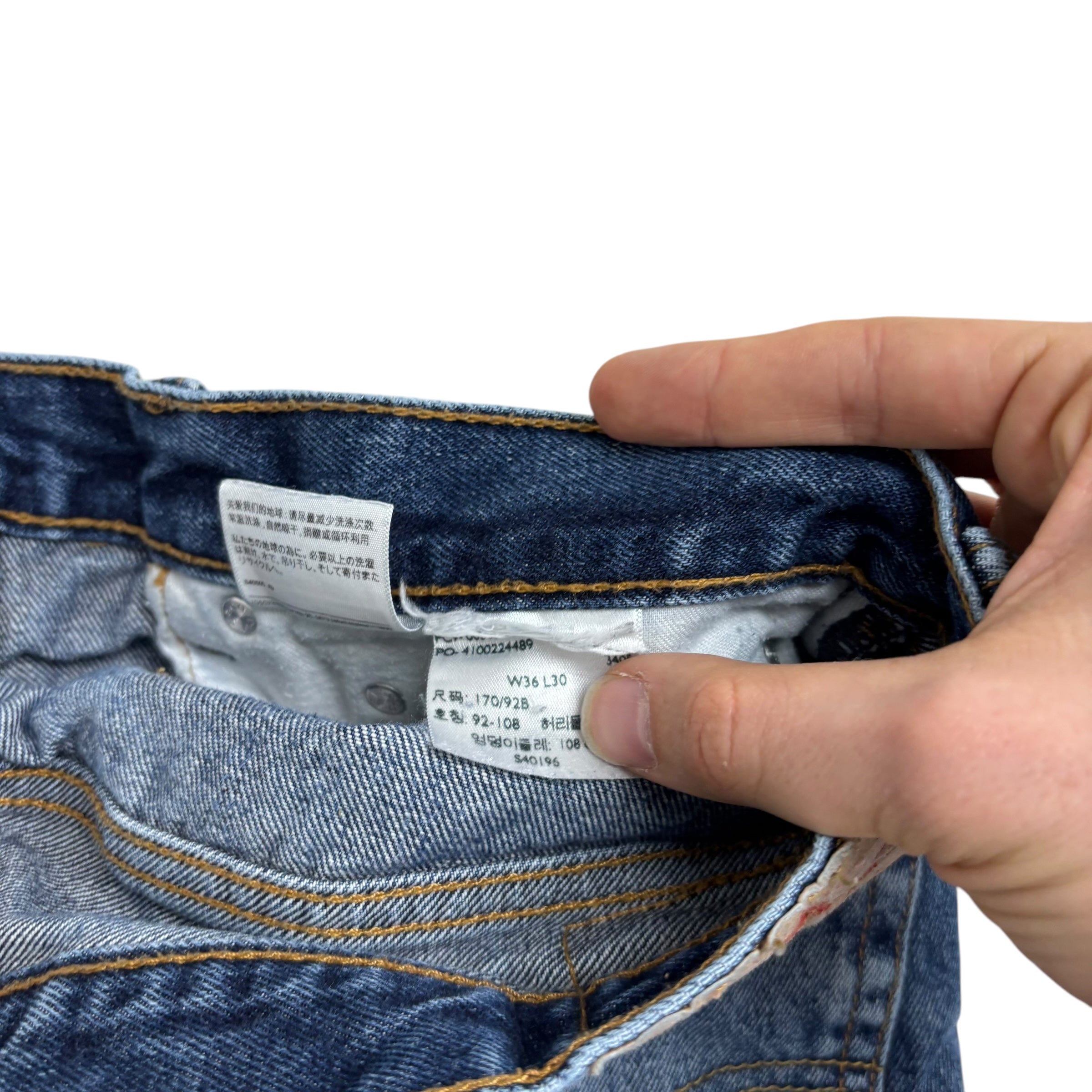 Levis 505 Jeans W36 L30 Mens Mid Blue Regular Straight Fit Denim (F)