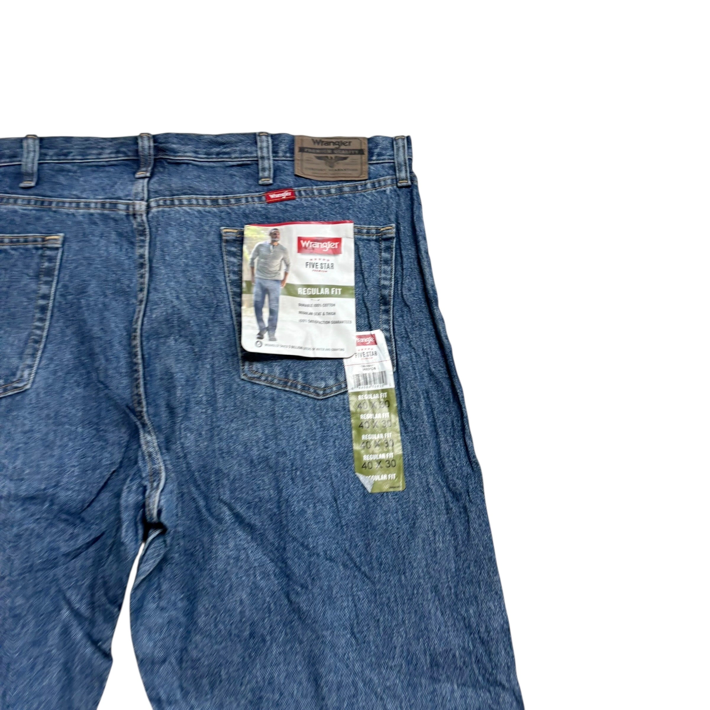 Wrangler Jeans W40 L30 Mens Mid Blue Regular Straight Fit Denim (E)