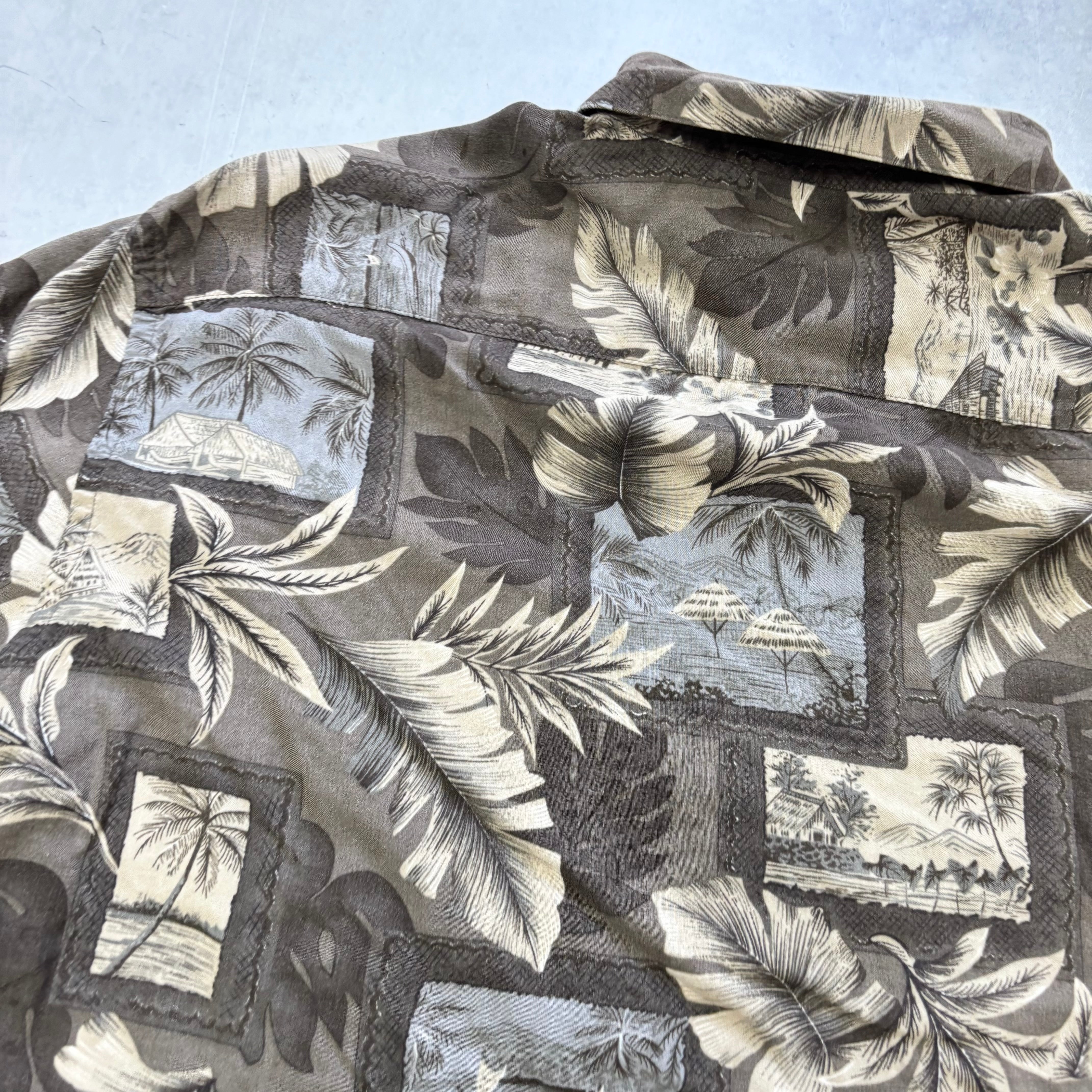 Vintage Hawaiian Shirt Mens 3XL Tall Brown Floral Aloha Short Sleeve Rayon (E)