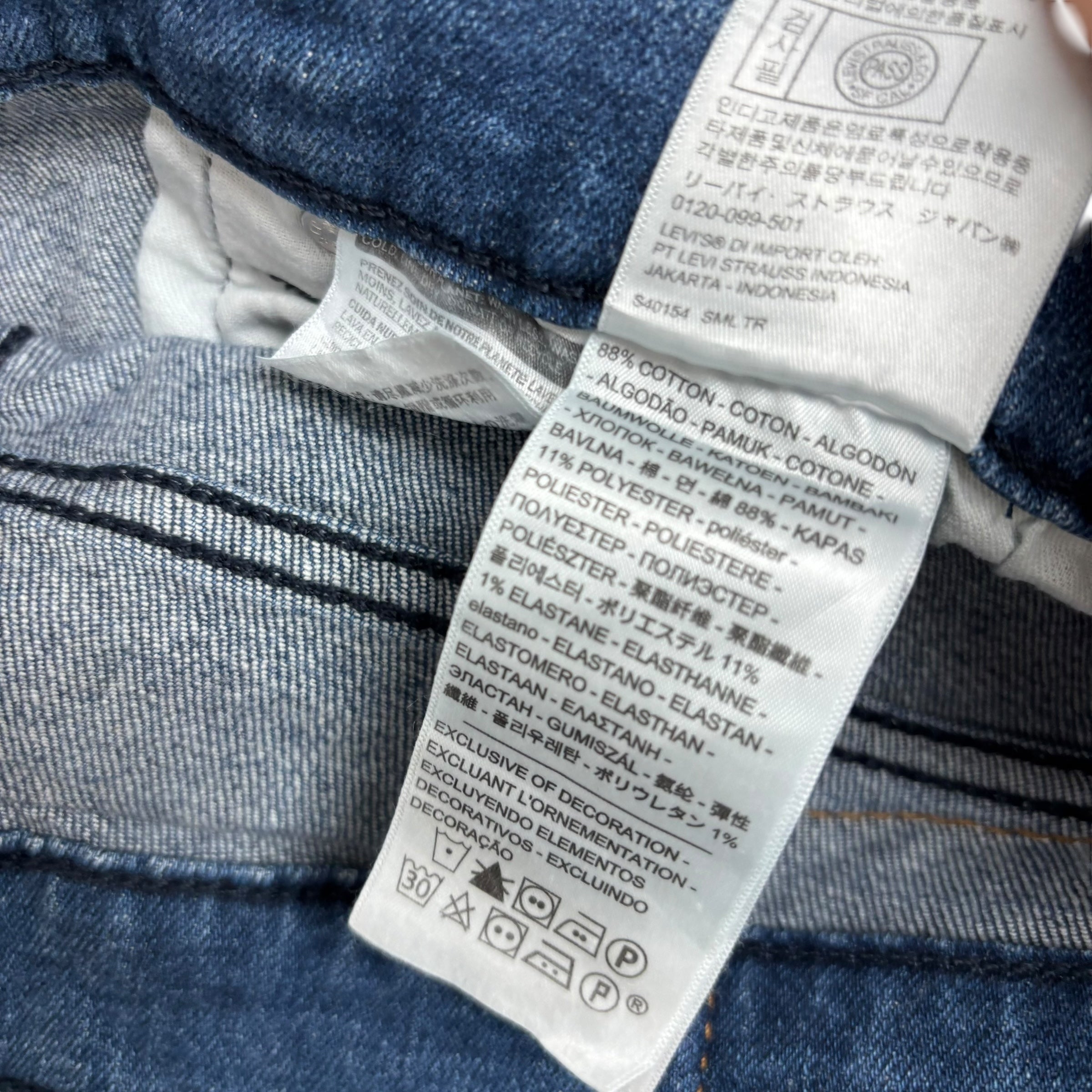 Levis 514 Jeans W34 L29 Mens Navy Blue Regular Straight Fit Stretch Denim (E)